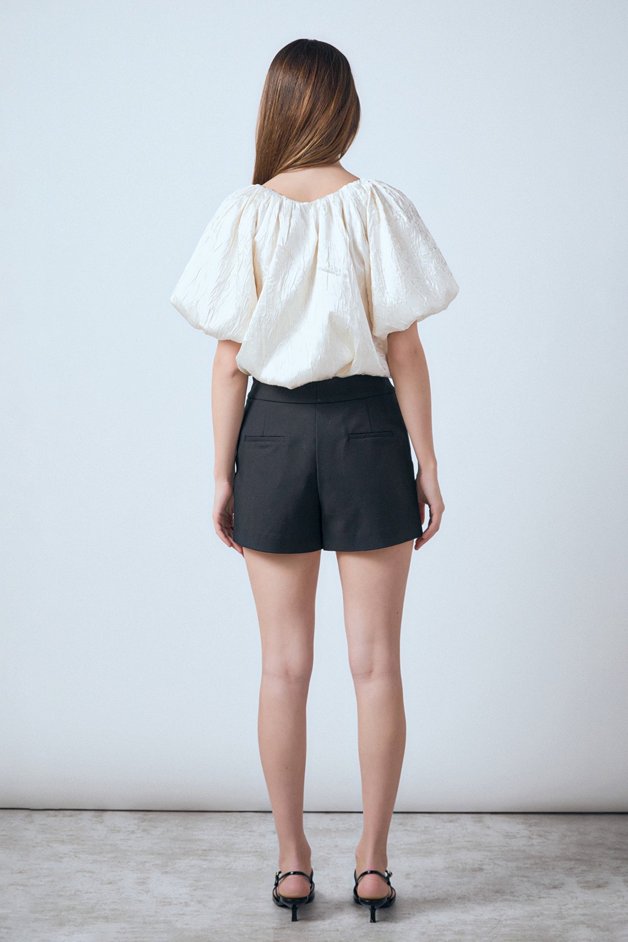 ENDLESS ROSE - Sheen Crinkle Bow Detail Top - TOPS available at Objectrare
