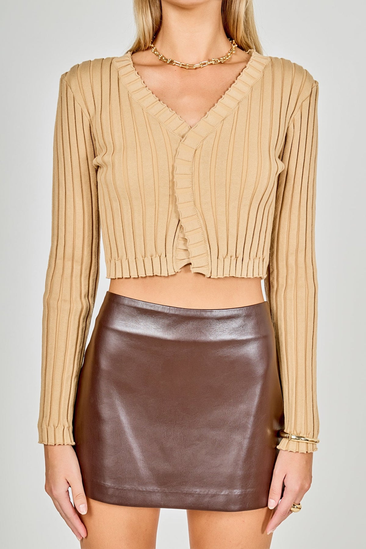 Long Sleeve Ruffled Knit