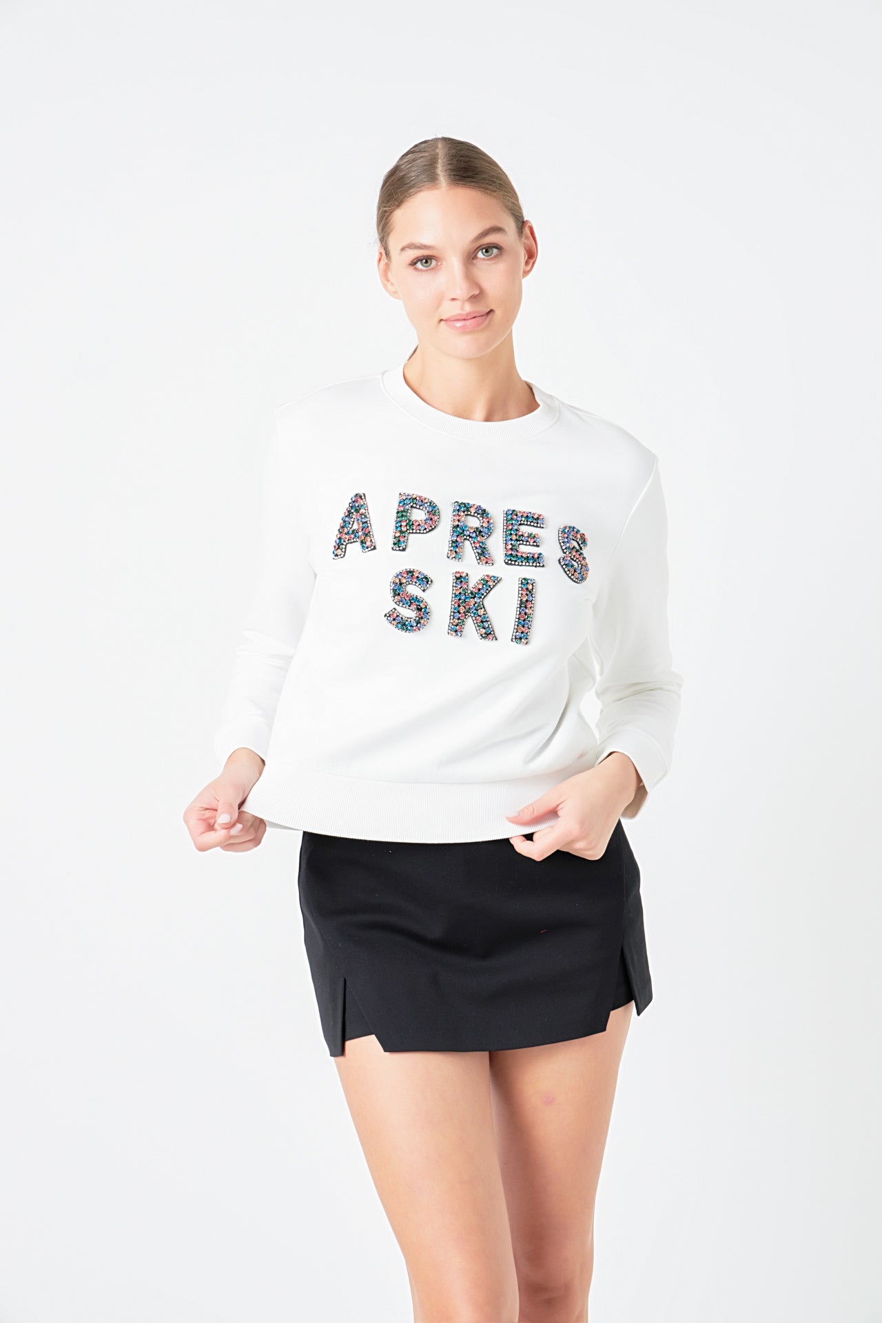 ENDLESS ROSE - Apres Ski Embellished Sweatshirt - HOODIES & SWEATSHIRTS available at Objectrare