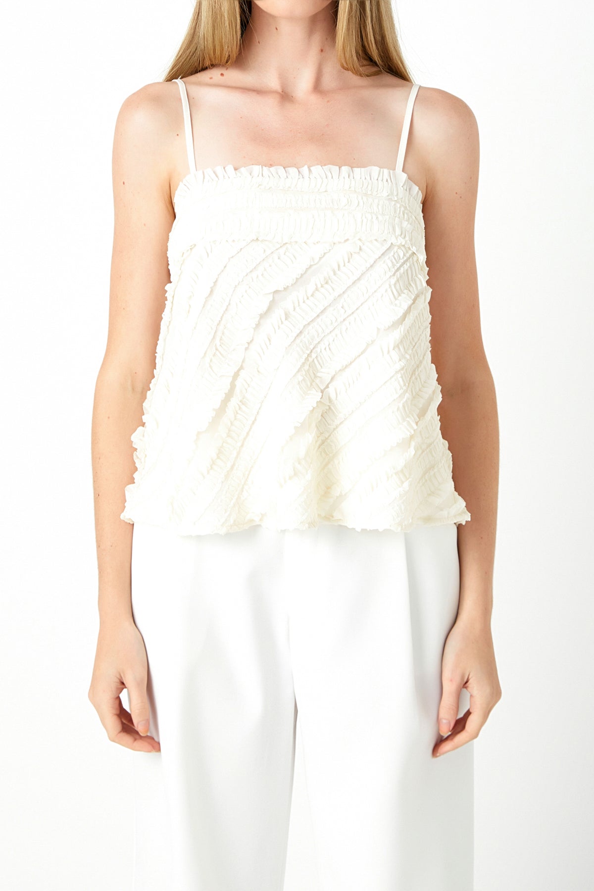 ENDLESS ROSE - Ruffled Sleeveless Top - TOPS available at Objectrare