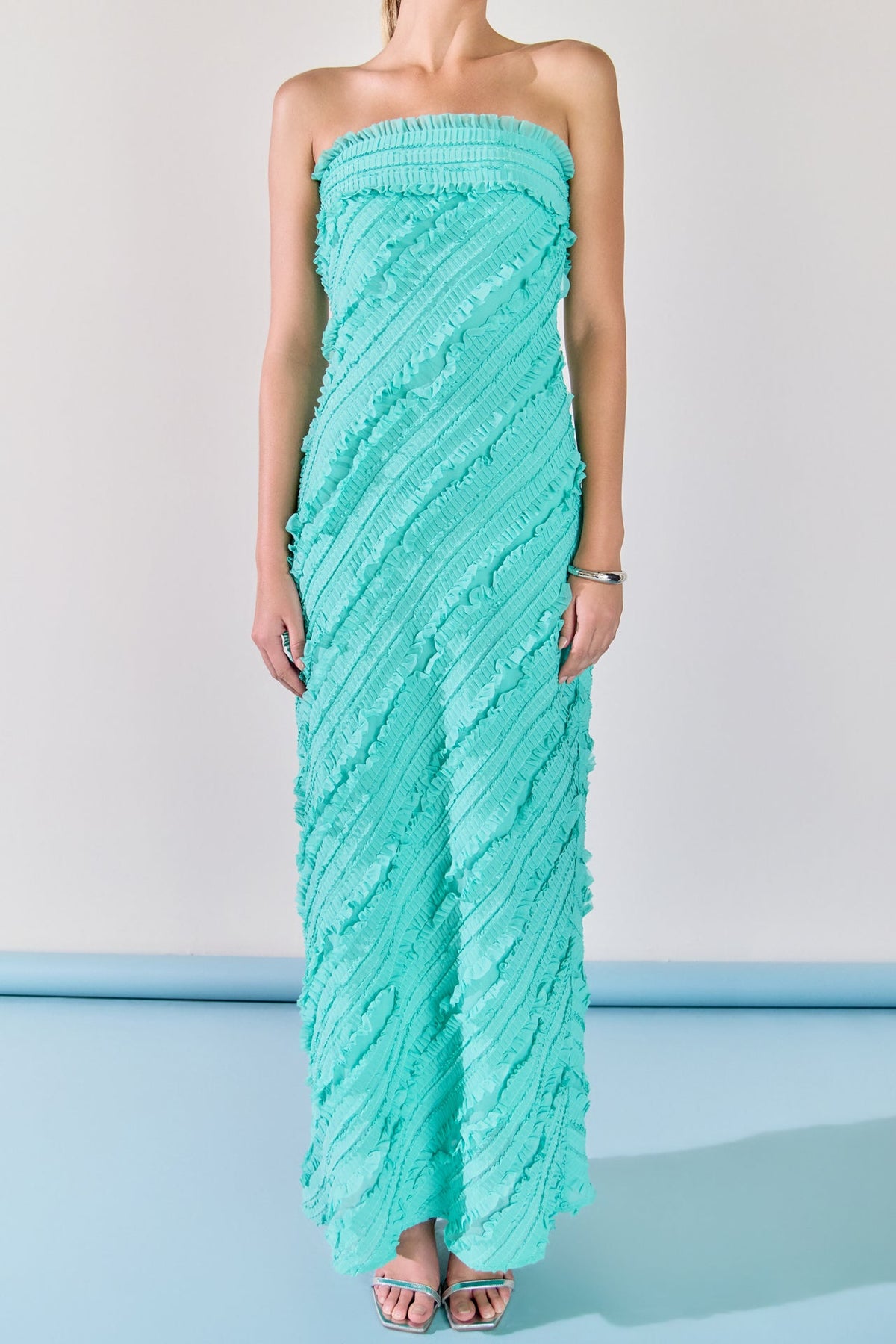 ENDLESS ROSE - Juliette Strapless Ruffled Maxi Dress - DRESSES available at Objectrare