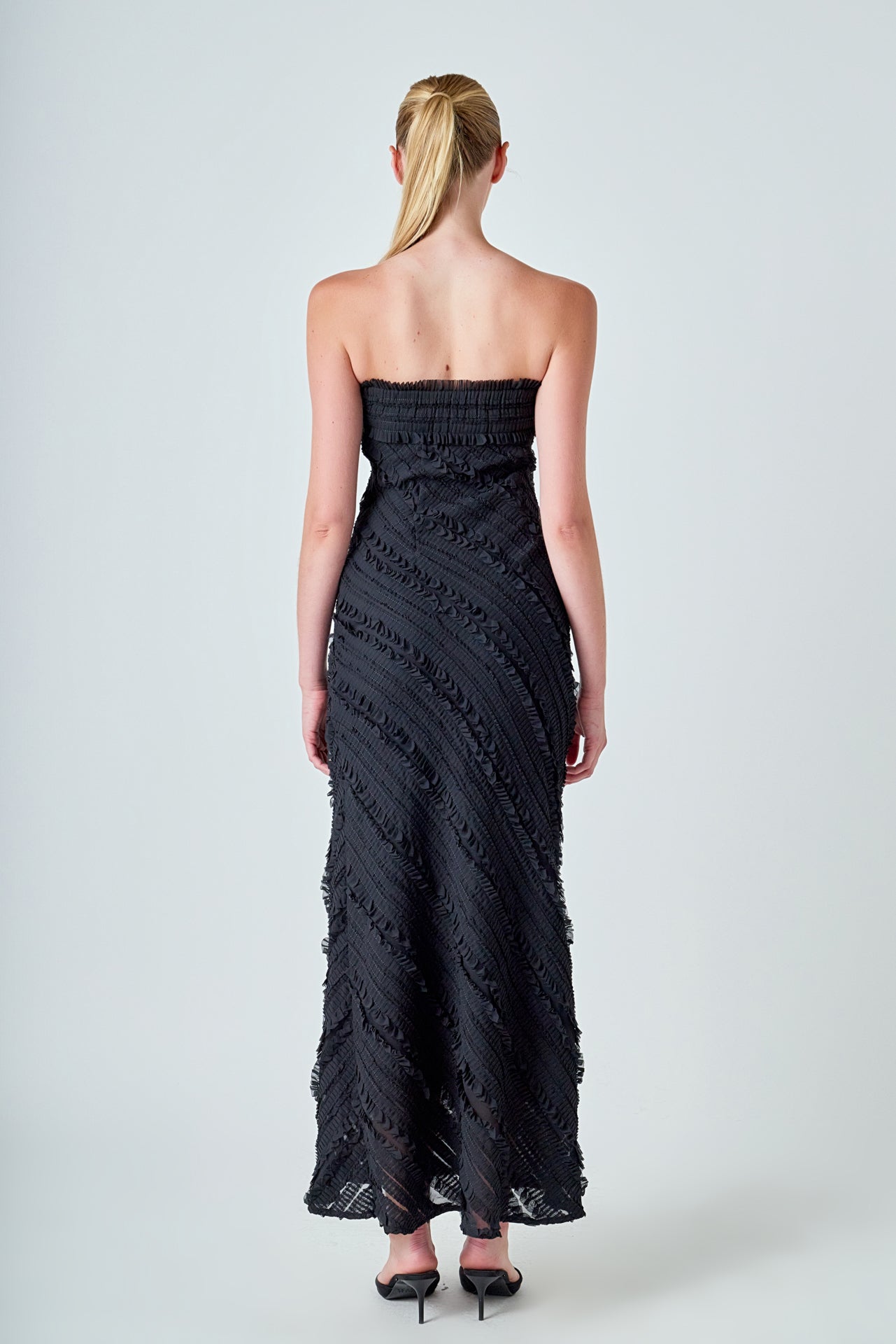 ENDLESS ROSE - Strapless Ruffled Maxi Dress - DRESSES available at Objectrare