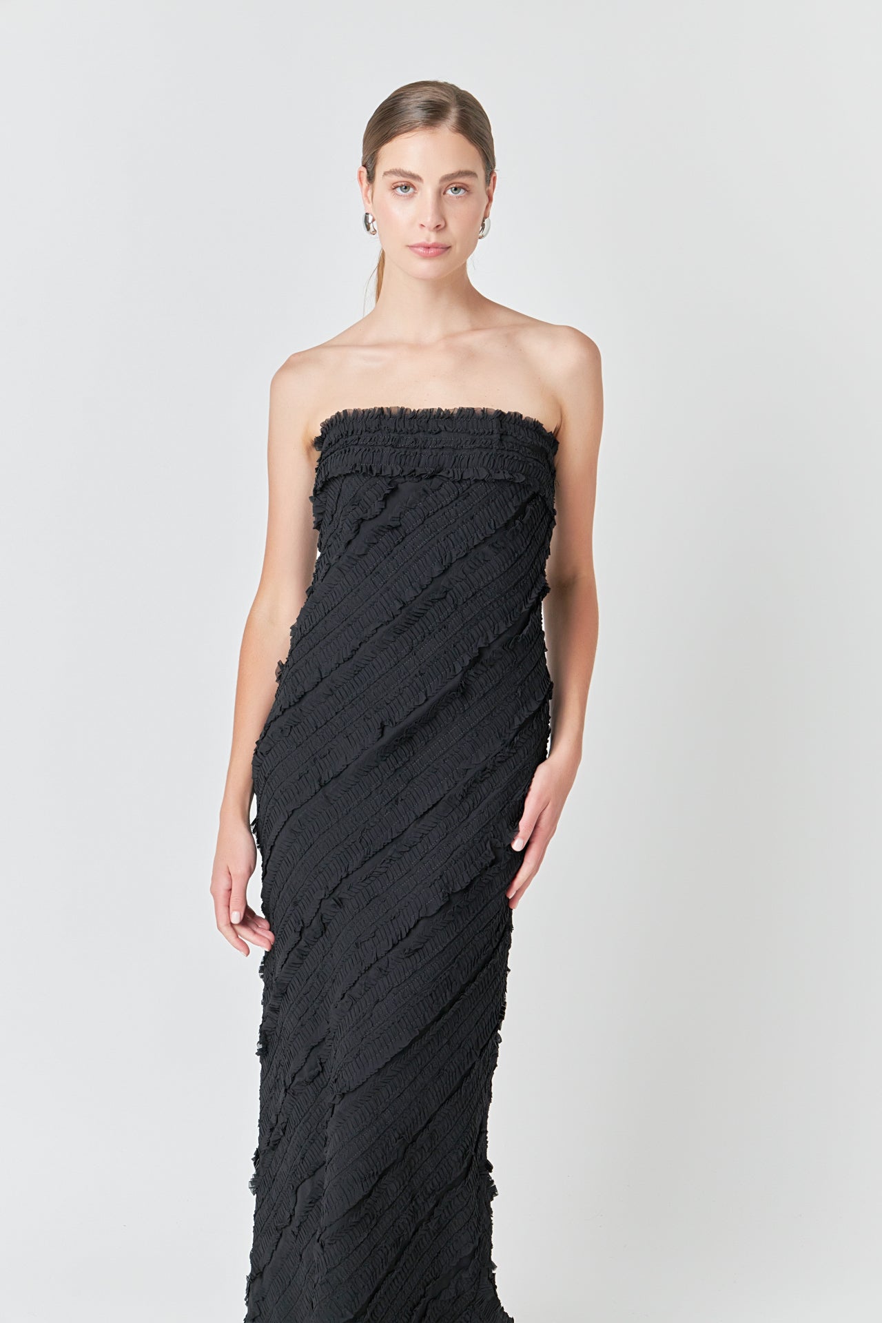 Strapless Ruffled Maxi Dress