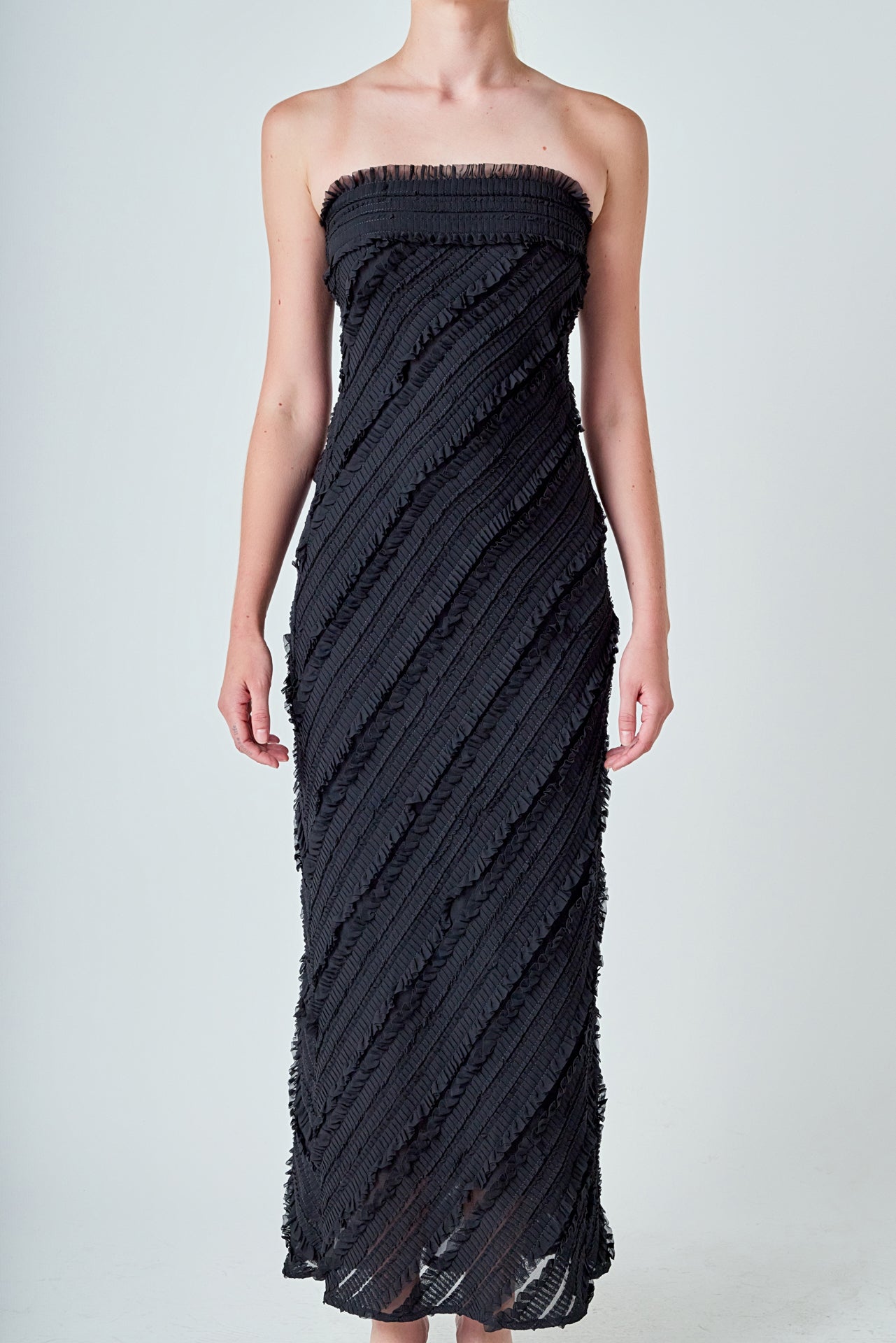 ENDLESS ROSE - Strapless Ruffled Maxi Dress - DRESSES available at Objectrare