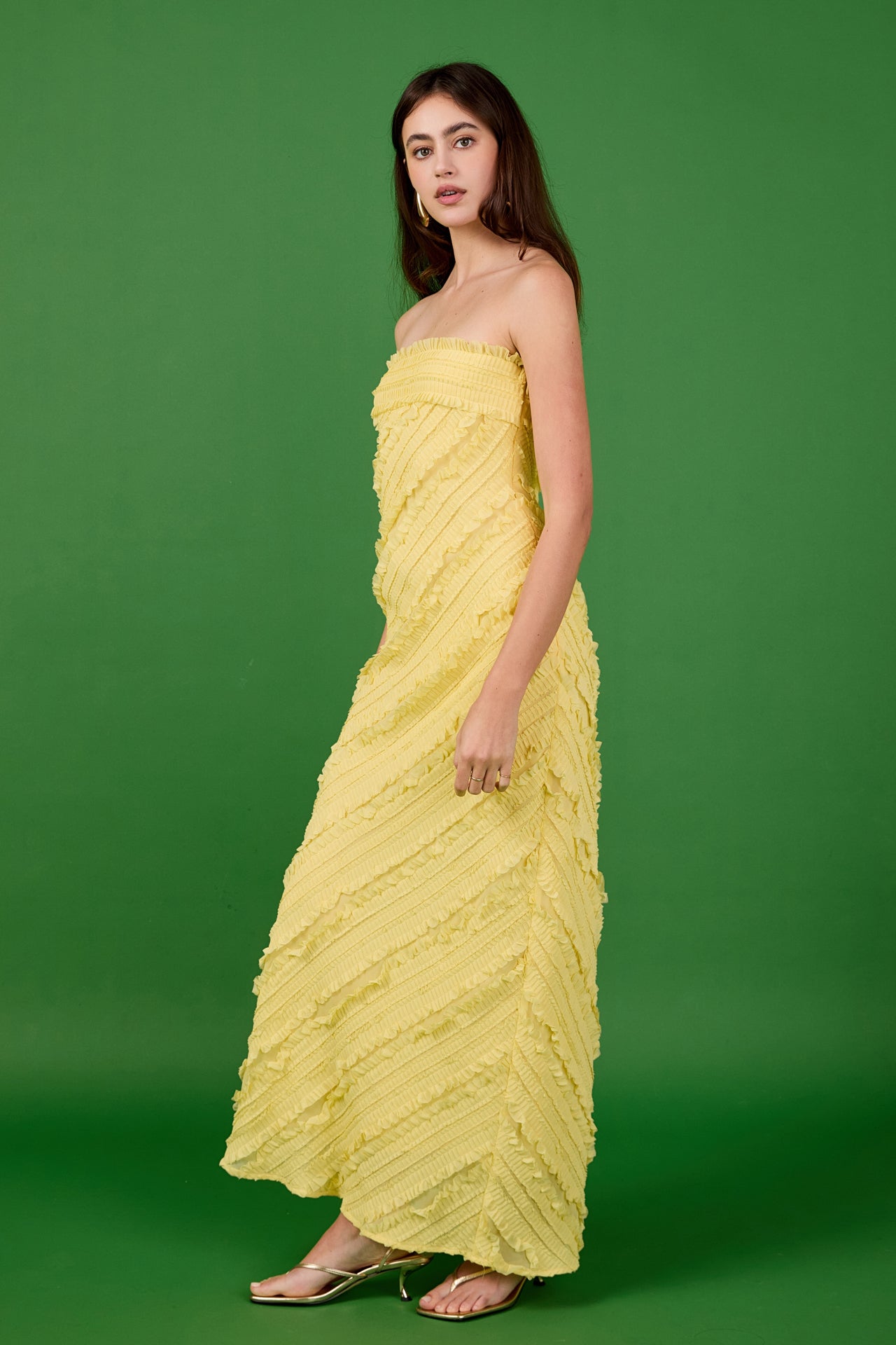 ENDLESS ROSE - Juliette Strapless Ruffled Maxi Dress - DRESSES available at Objectrare