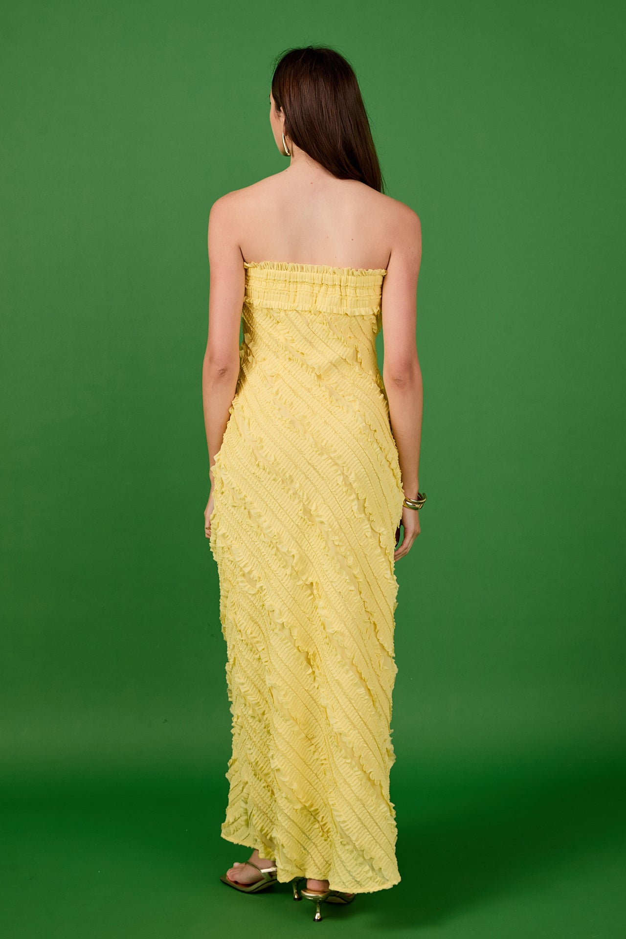 ENDLESS ROSE - Juliette Strapless Ruffled Maxi Dress - DRESSES available at Objectrare