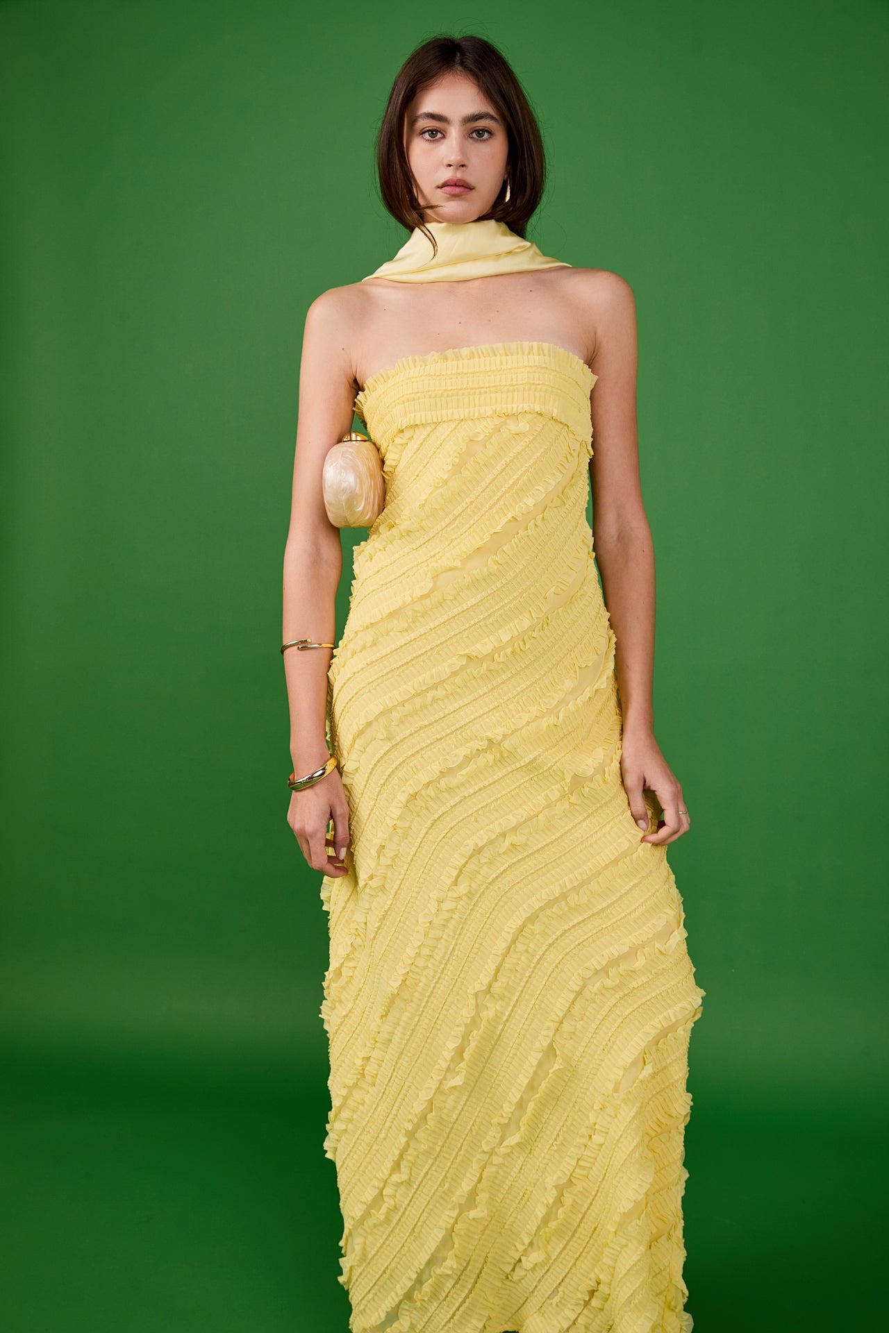 ENDLESS ROSE - Juliette Strapless Ruffled Maxi Dress - DRESSES available at Objectrare