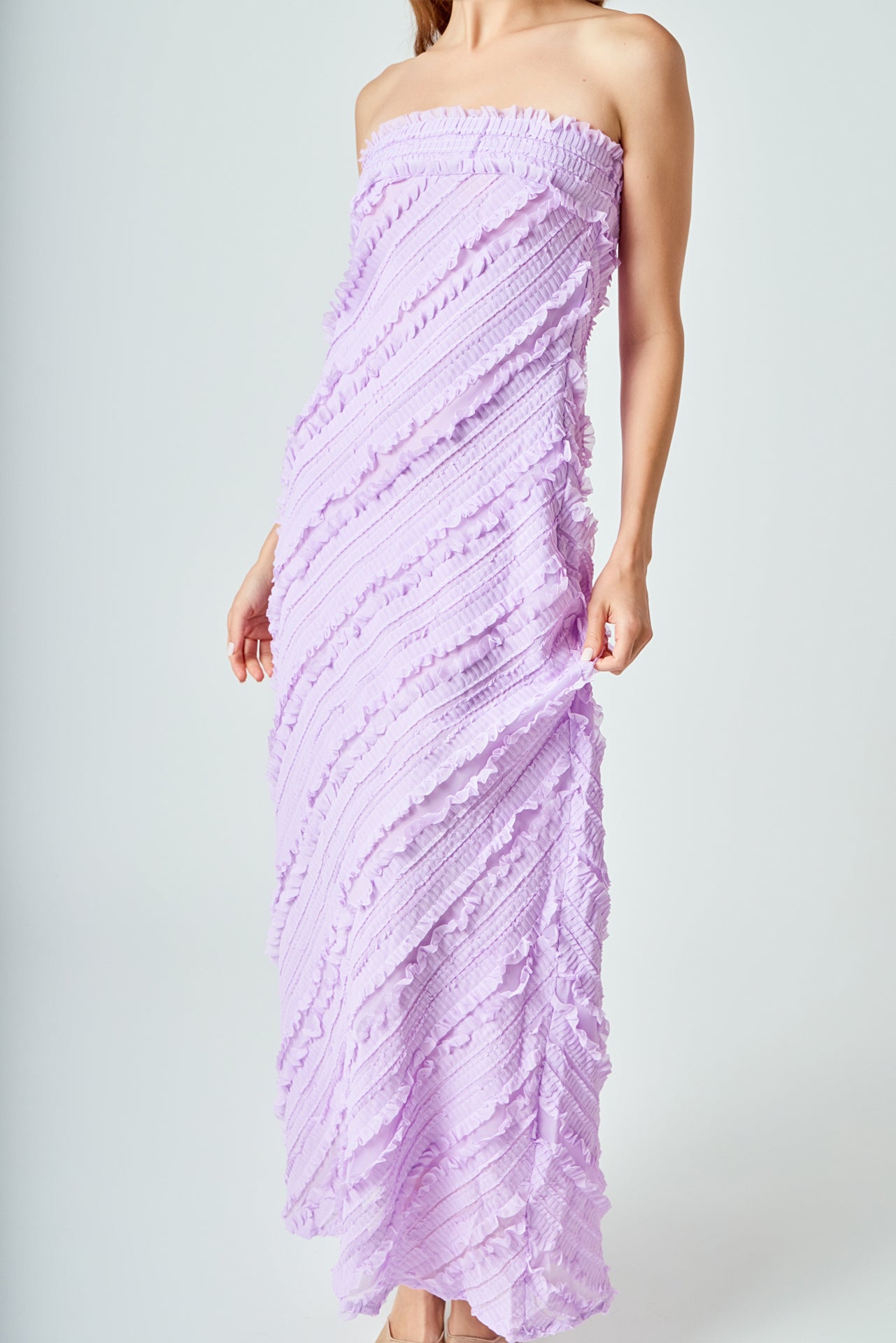 ENDLESS ROSE - Strapless Ruffled Maxi Dress - DRESSES available at Objectrare