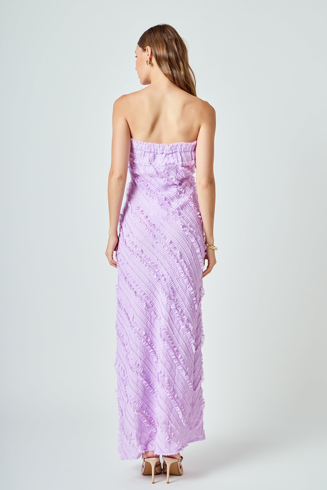 ENDLESS ROSE - Strapless Ruffled Maxi Dress - DRESSES available at Objectrare