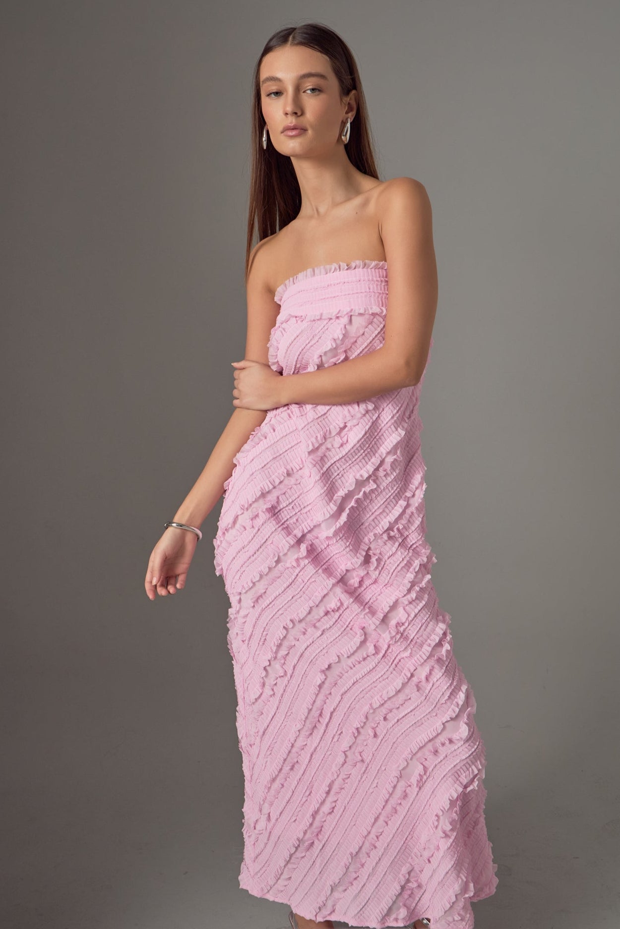 ENDLESS ROSE - Strapless Ruffled Maxi Dress - DRESSES available at Objectrare