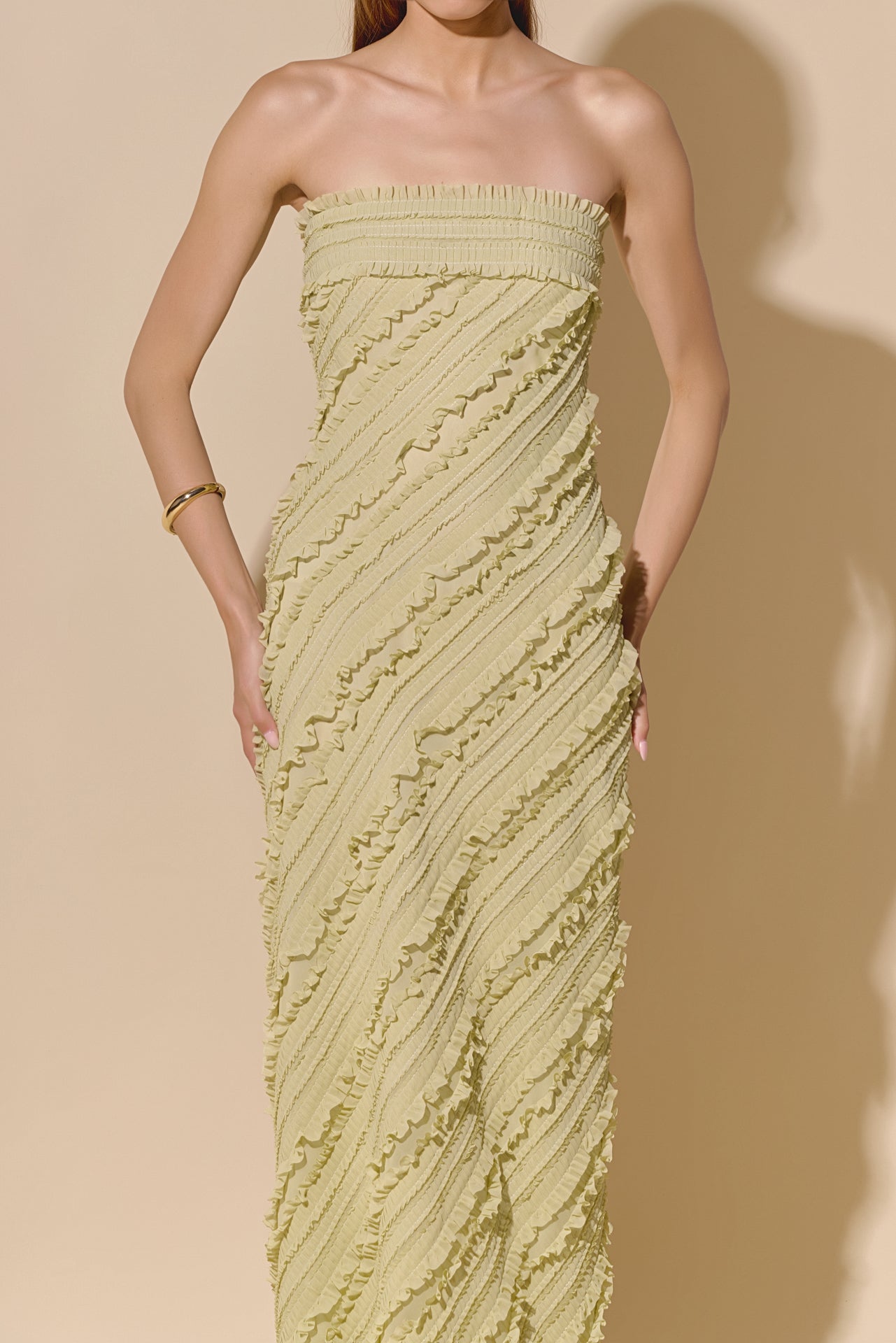 ENDLESS ROSE - Strapless Ruffled Maxi Dress - DRESSES available at Objectrare