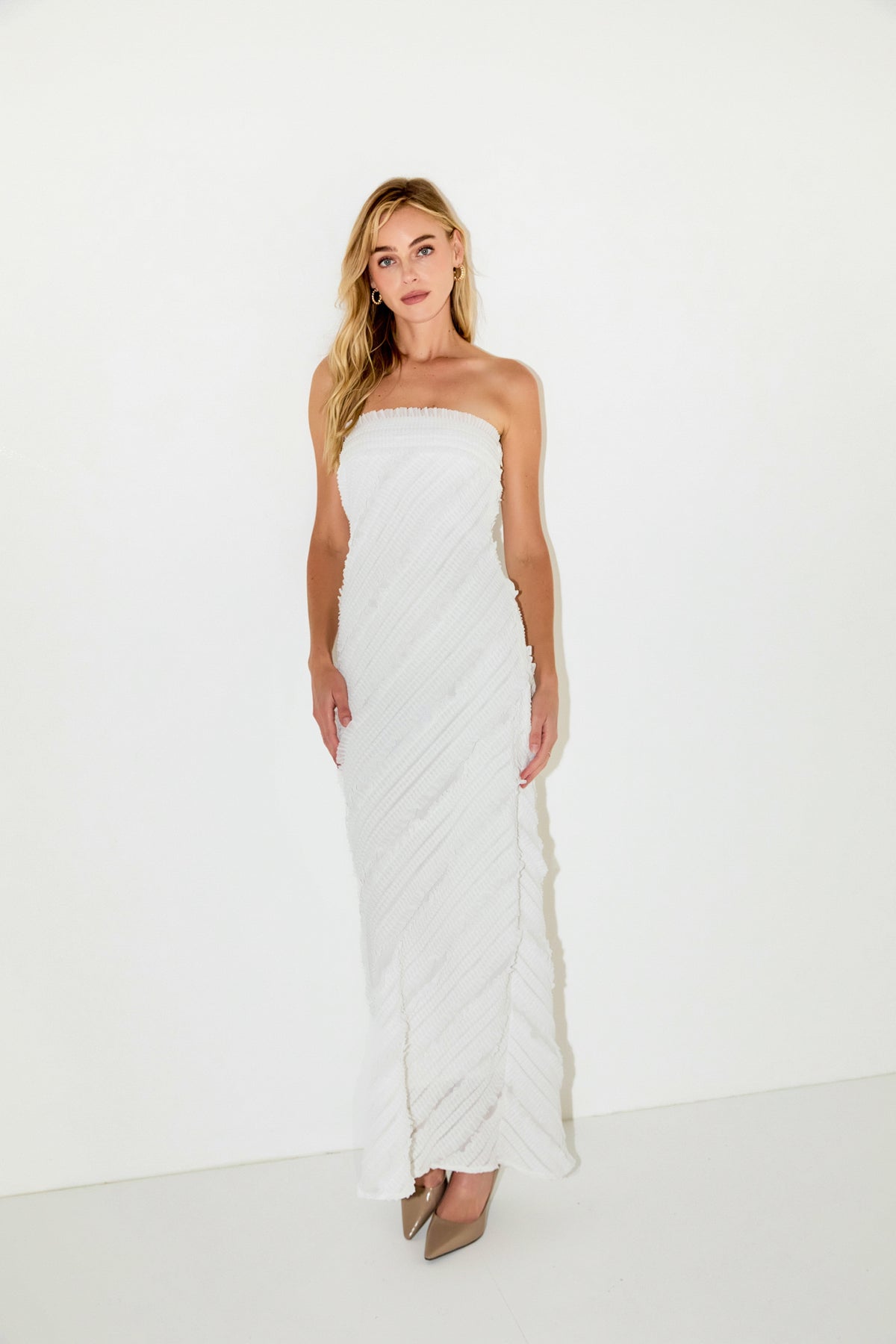 Strapless Ruffled Maxi Dress