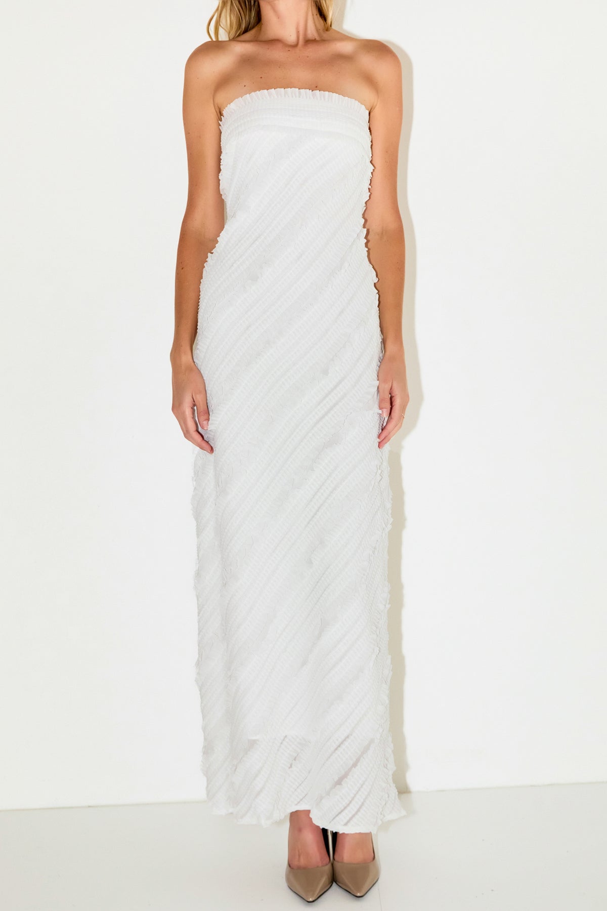 Strapless Ruffled Maxi Dress