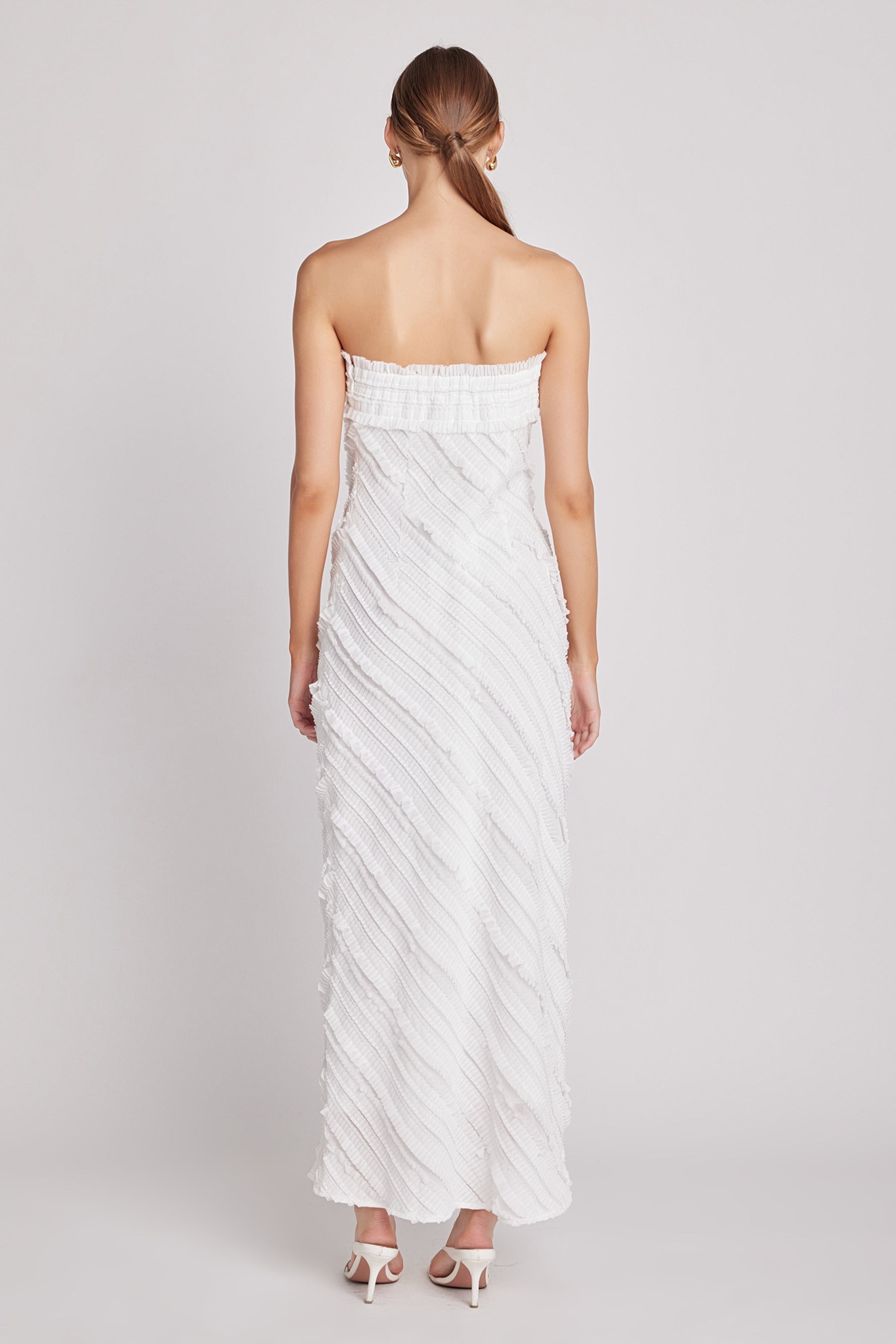 ENDLESS ROSE - Strapless Ruffled Maxi Dress - DRESSES available at Objectrare
