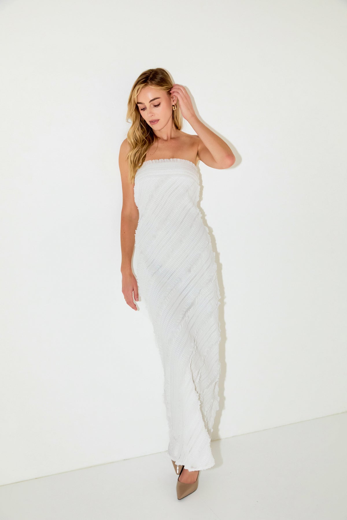 Strapless Ruffled Maxi Dress