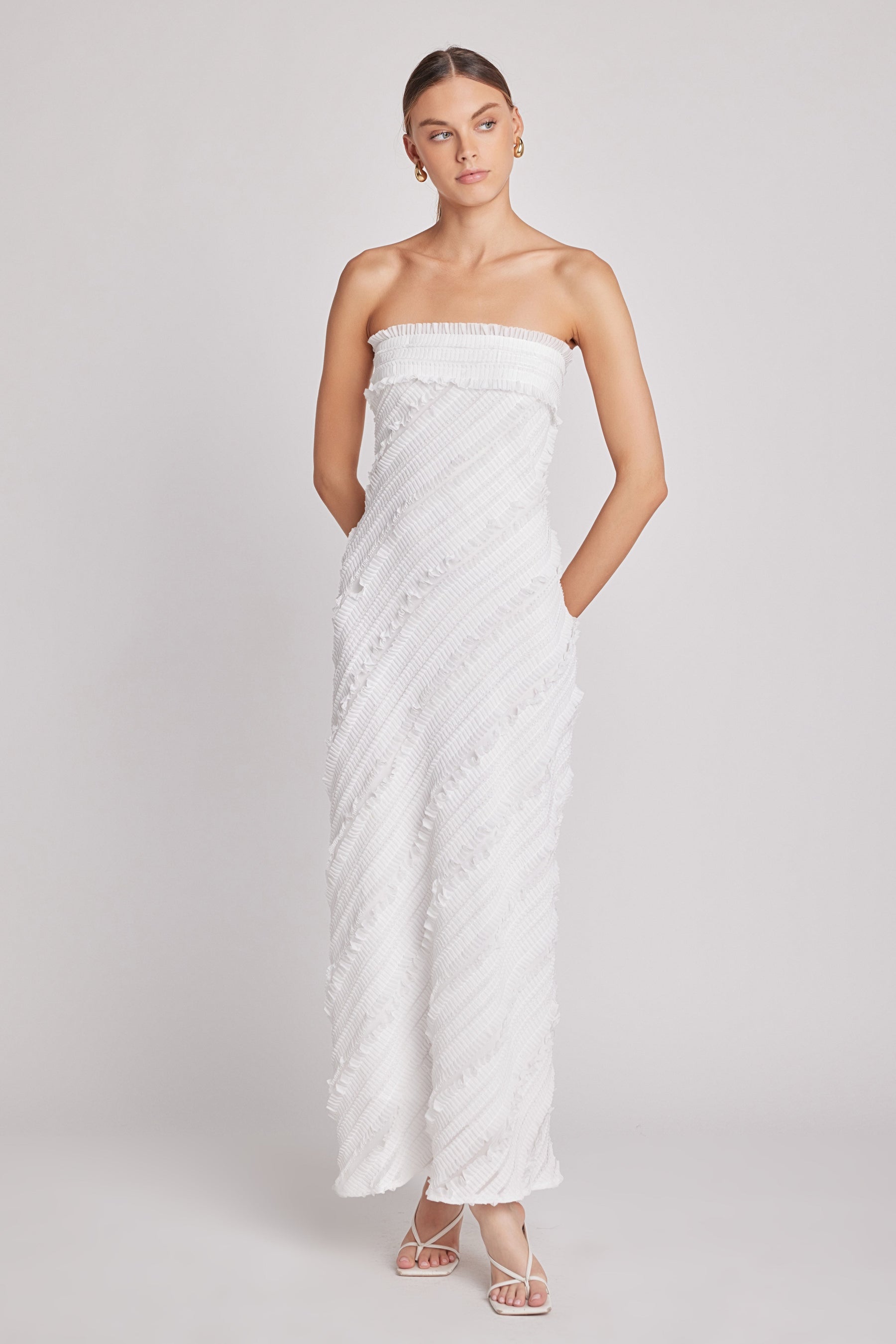 ENDLESS ROSE - Strapless Ruffled Maxi Dress - DRESSES available at Objectrare