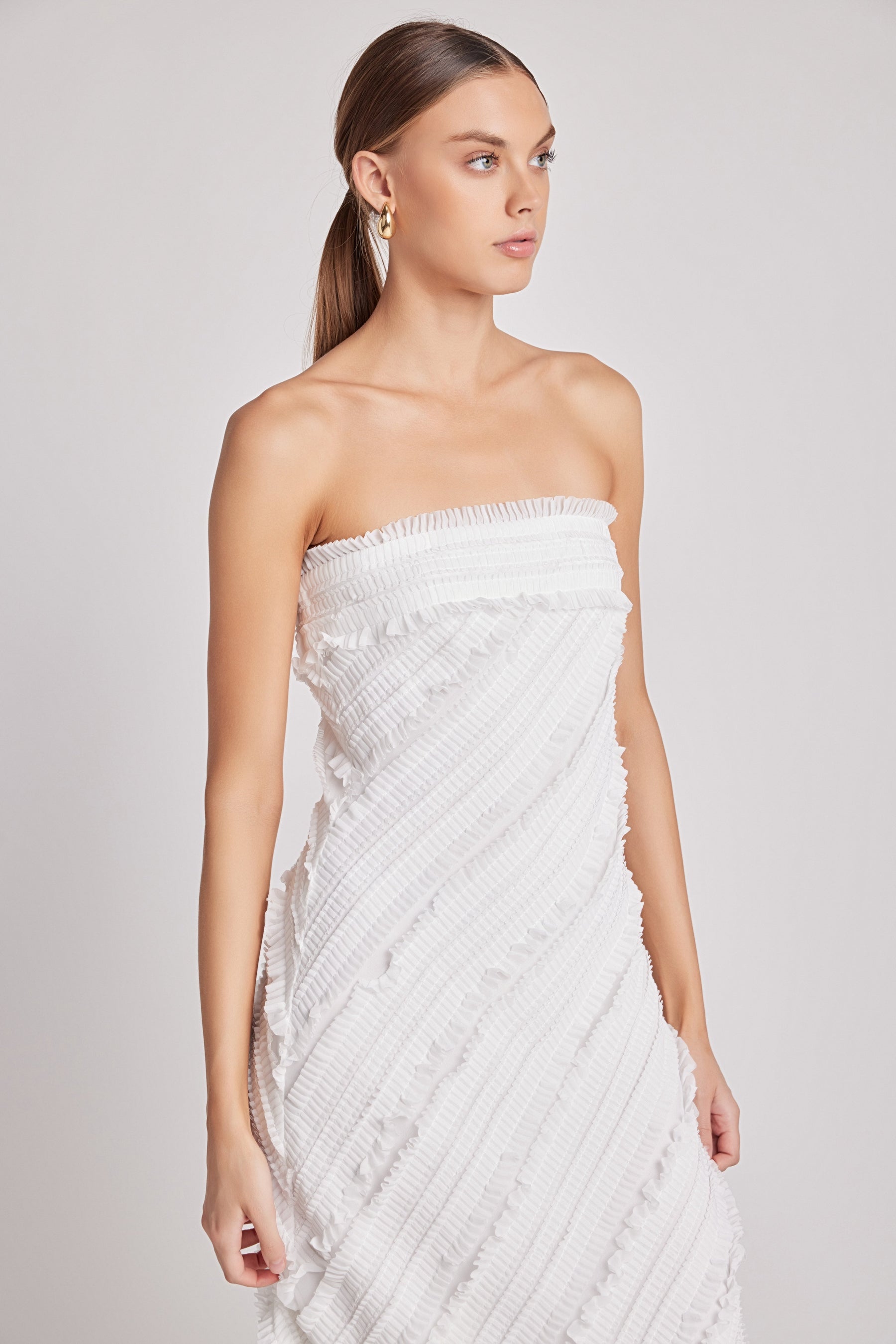 ENDLESS ROSE - Strapless Ruffled Maxi Dress - DRESSES available at Objectrare