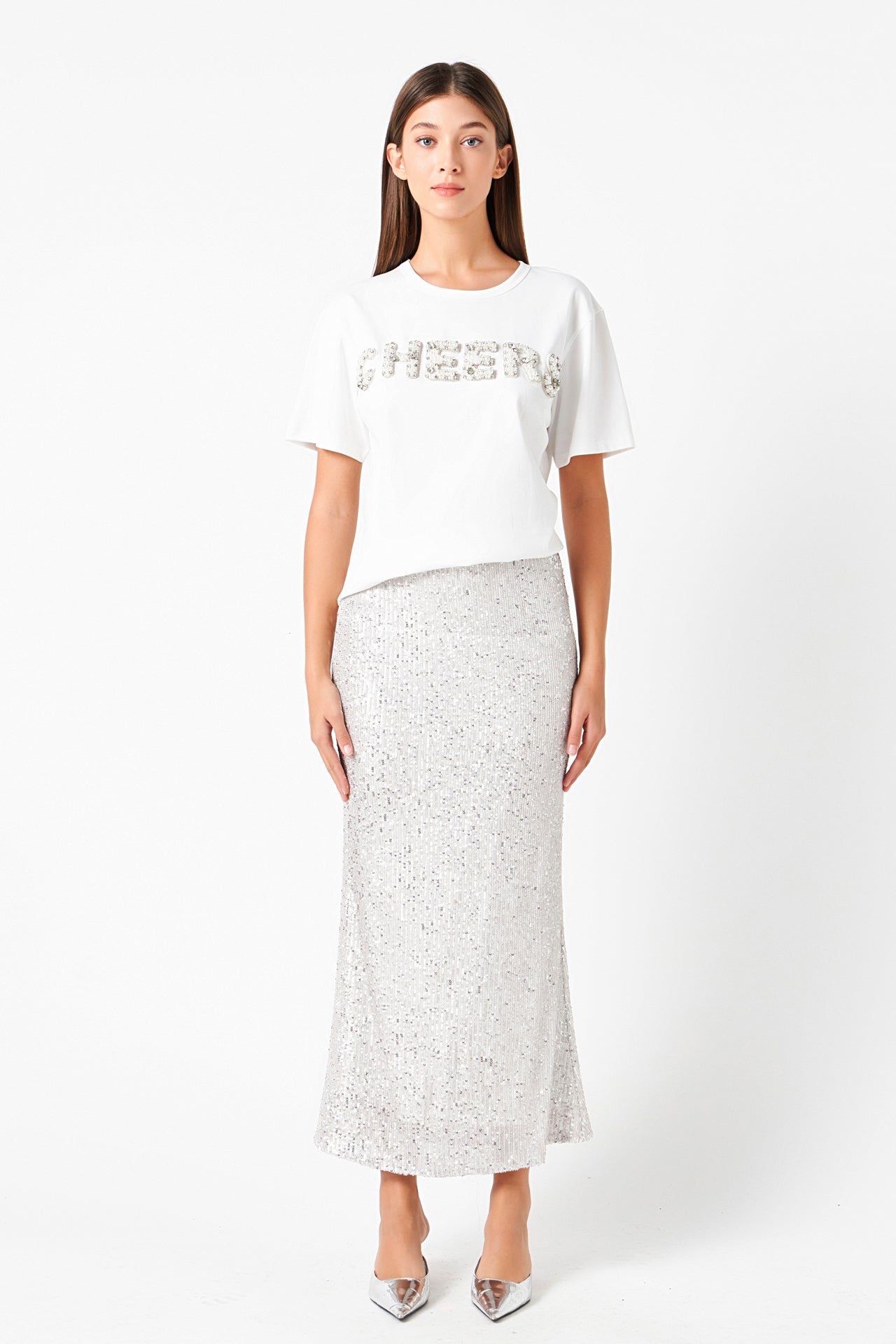 ENDLESS ROSE - Cheers Beaded Patch T Shirt - TOPS available at Objectrare