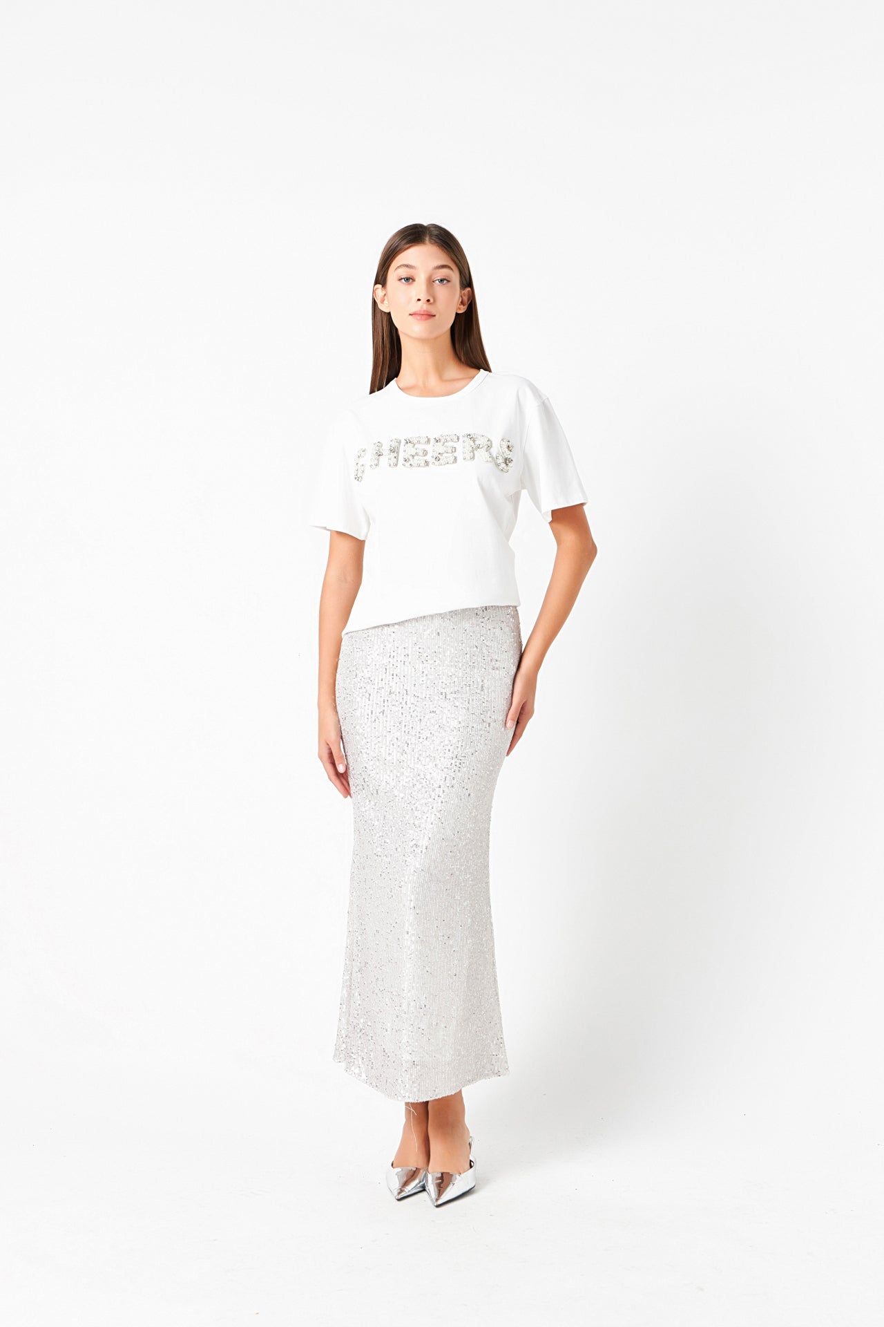 ENDLESS ROSE - Cheers Beaded Patch T Shirt - TOPS available at Objectrare