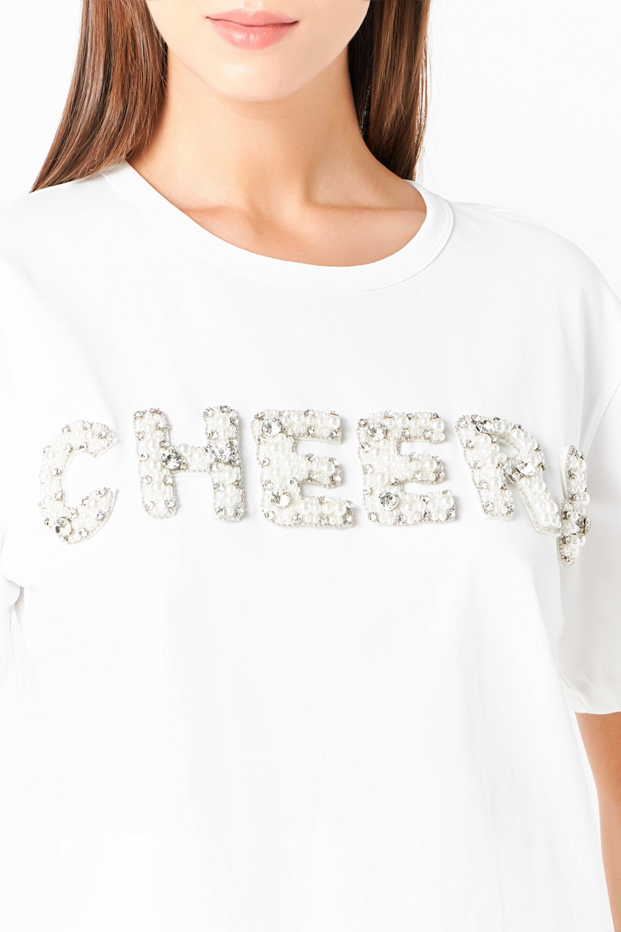 ENDLESS ROSE - Cheers Beaded Patch T Shirt - TOPS available at Objectrare