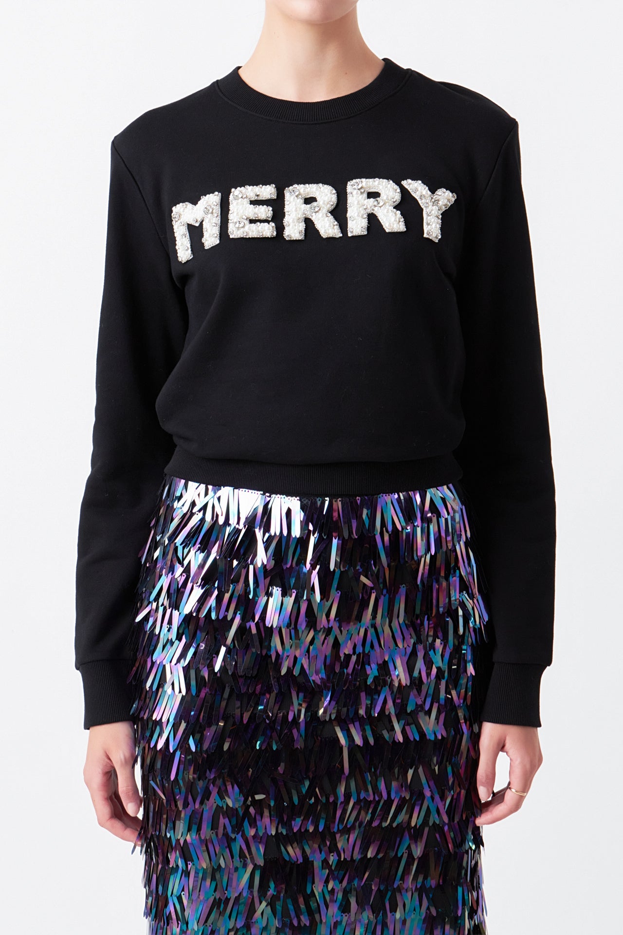 Merry Beaded Sweatshirt