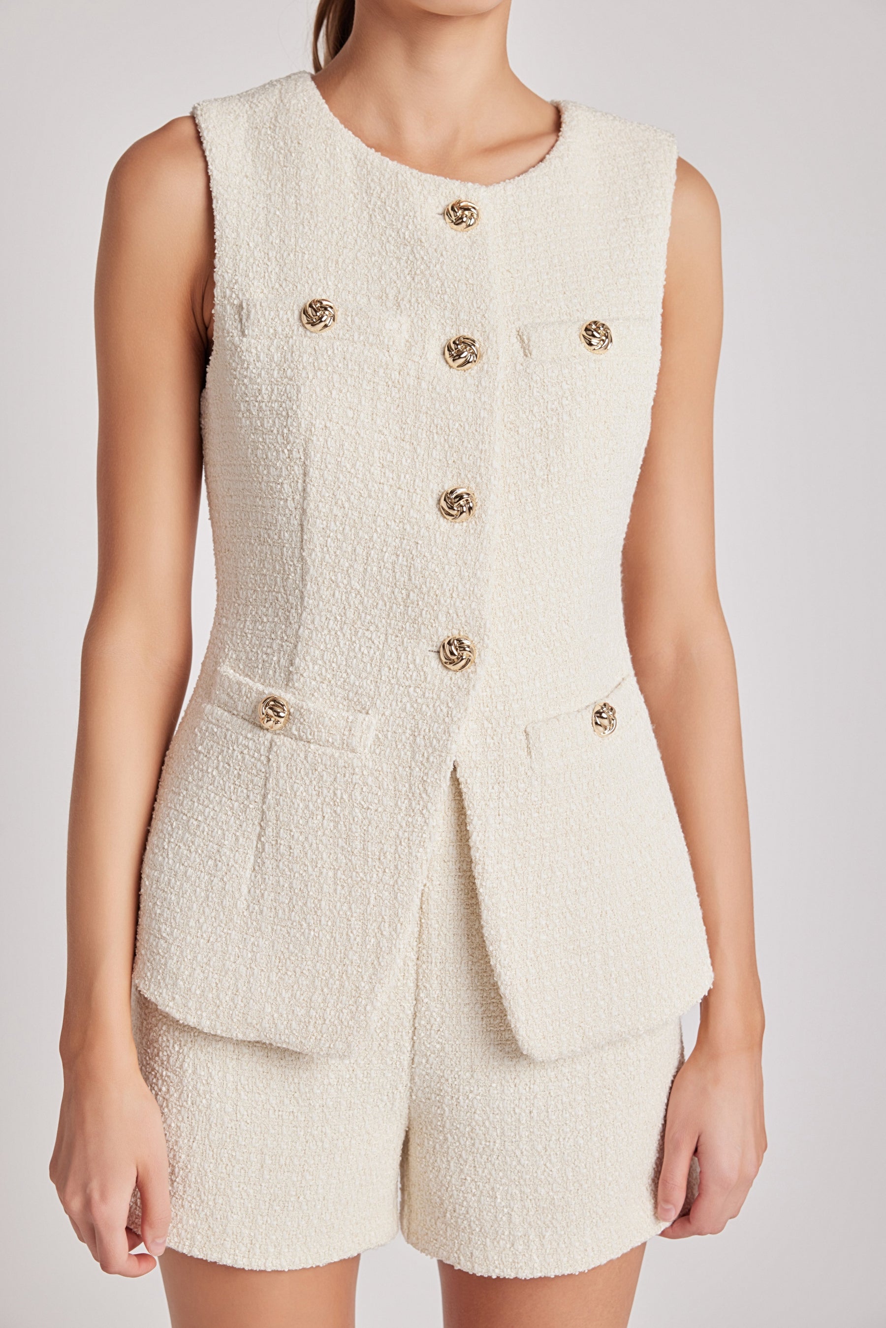 ENDLESS ROSE - Lauren Tweed Buttoned Long Split Top - TOPS available at Objectrare