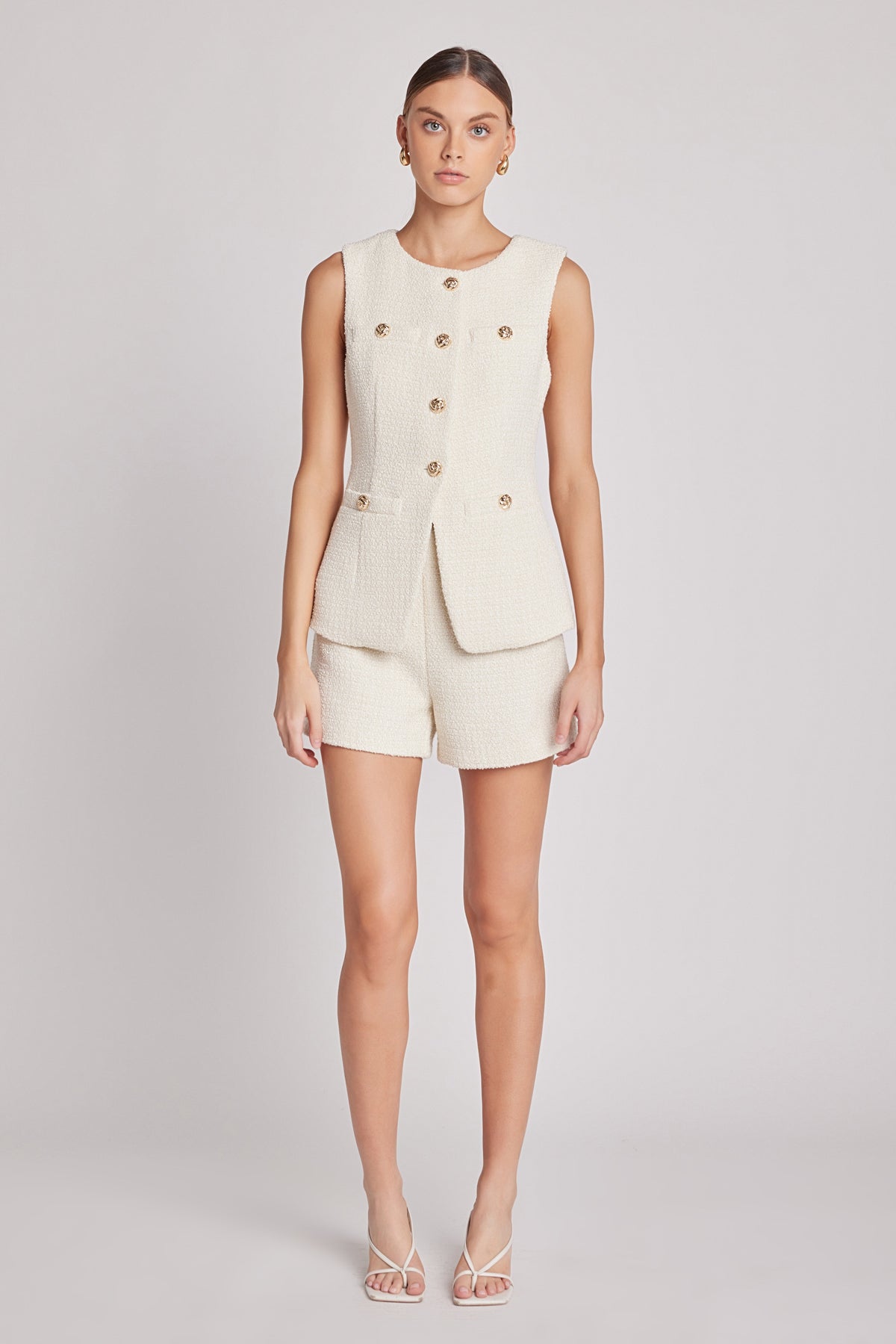 ENDLESS ROSE - Lauren Tweed Buttoned Long Split Top - TOPS available at Objectrare