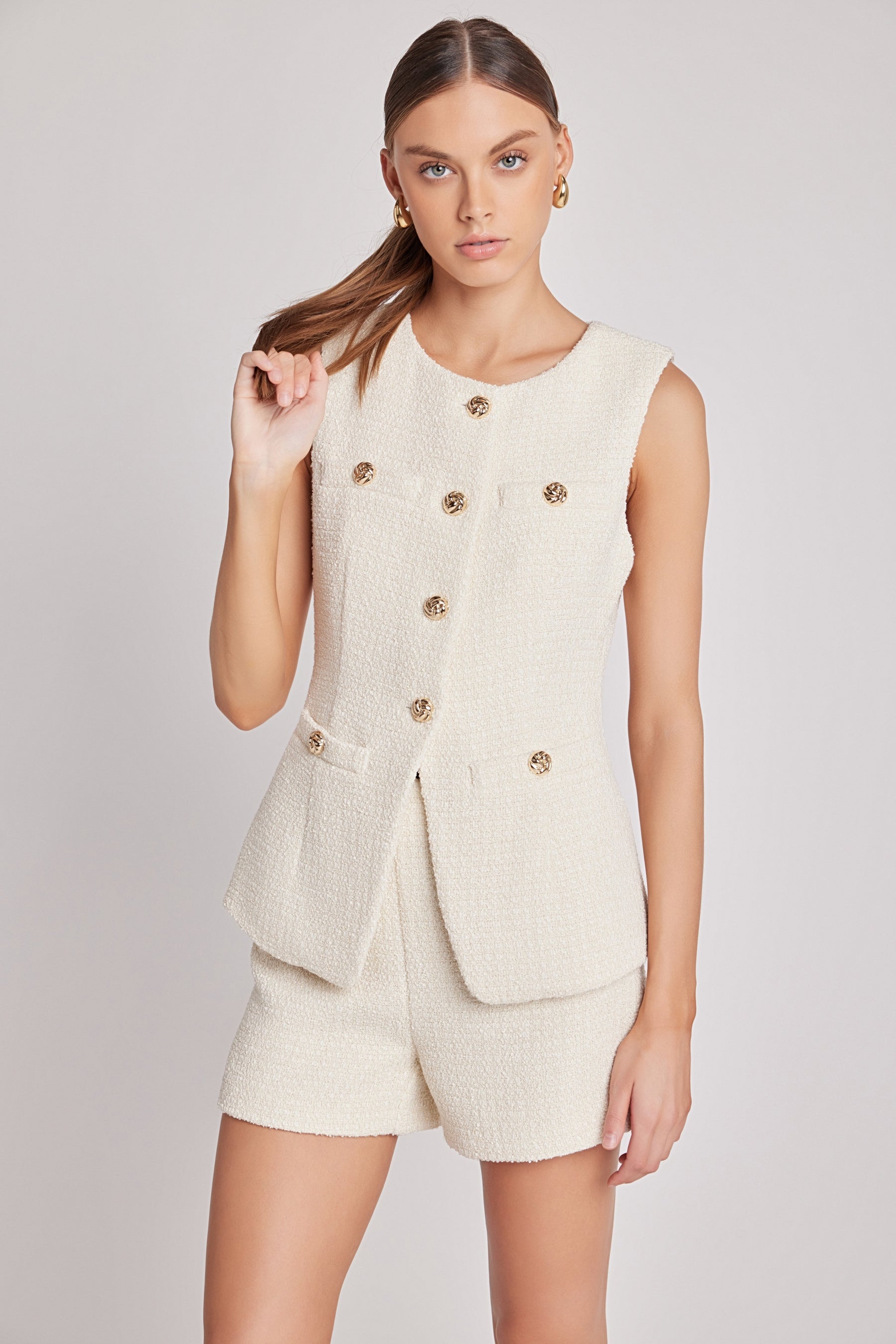 ENDLESS ROSE - Lauren Tweed Buttoned Long Split Top - TOPS available at Objectrare