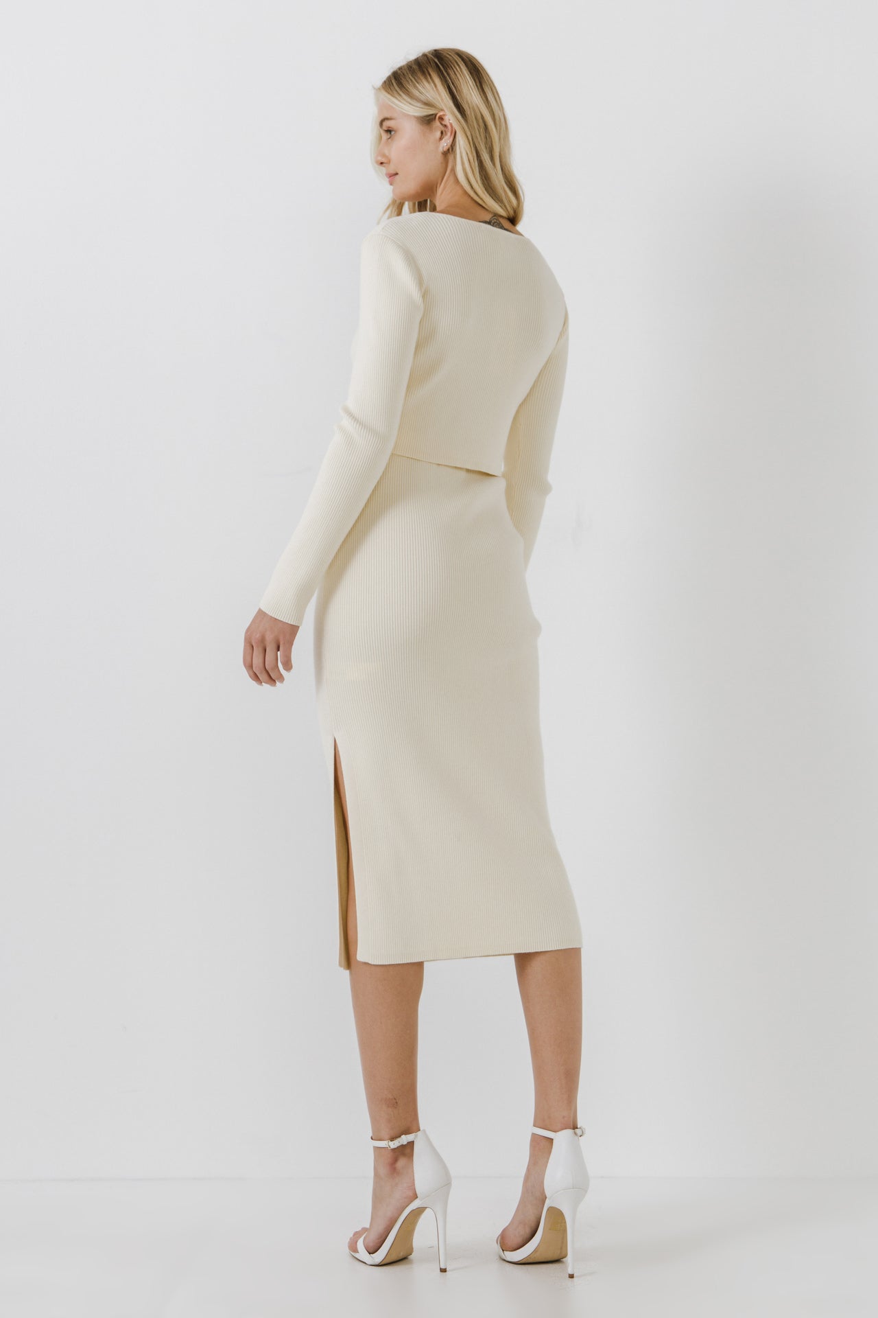 ENDLESS ROSE - Knit Maxi Skirt With Side Slit - SKIRTS available at Objectrare