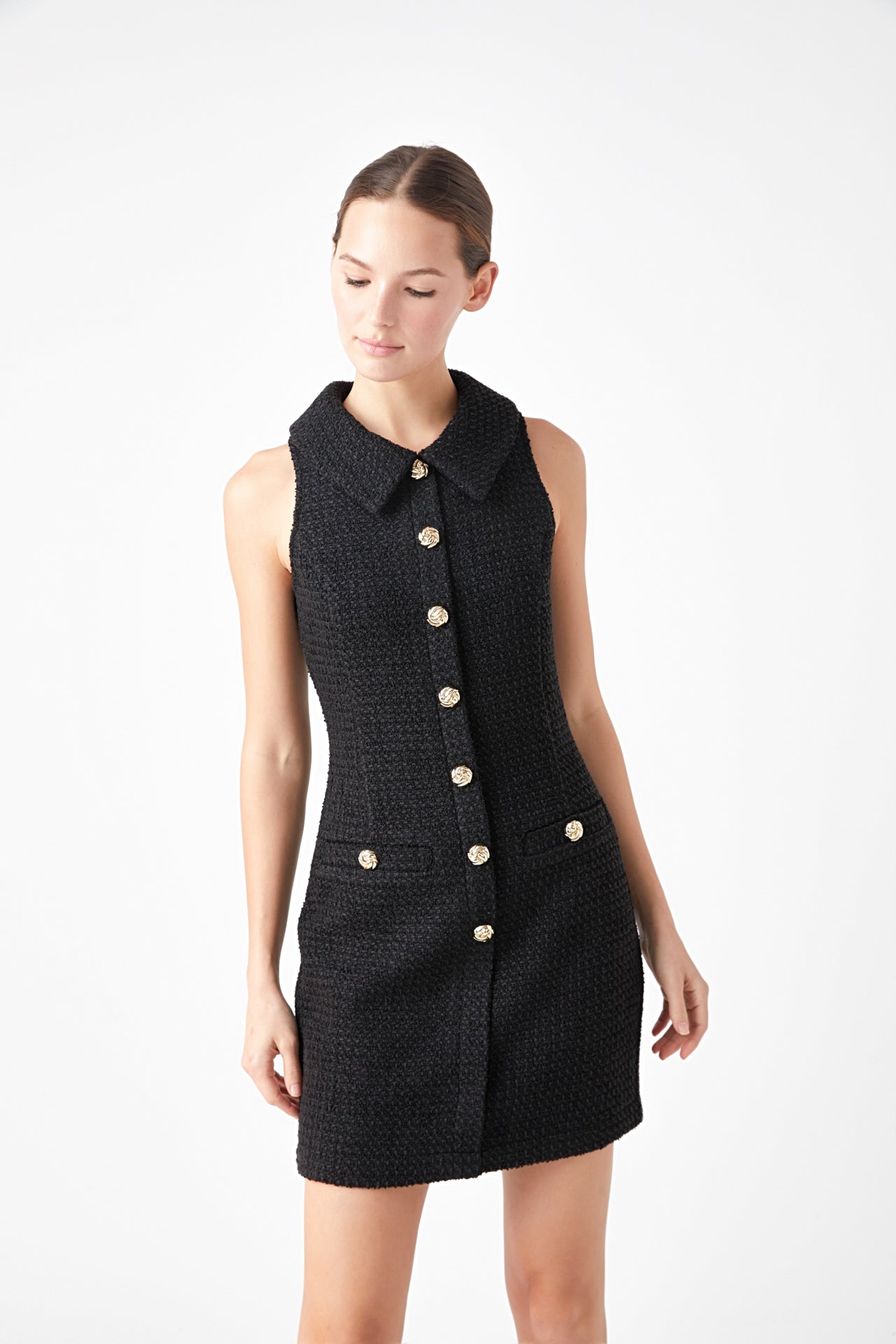 ENDLESS ROSE - Tweed Halter Mini Dress - DRESSES available at Objectrare