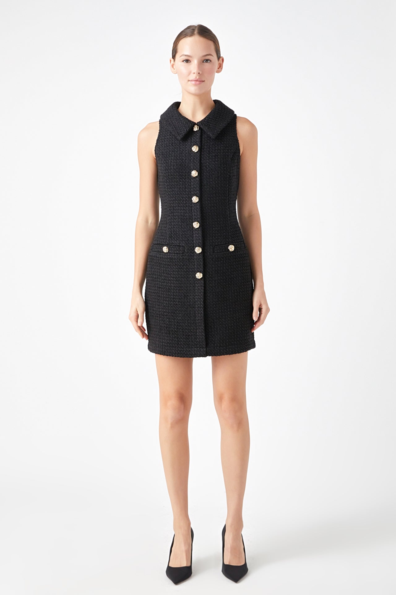 ENDLESS ROSE - Tweed Halter Mini Dress - DRESSES available at Objectrare
