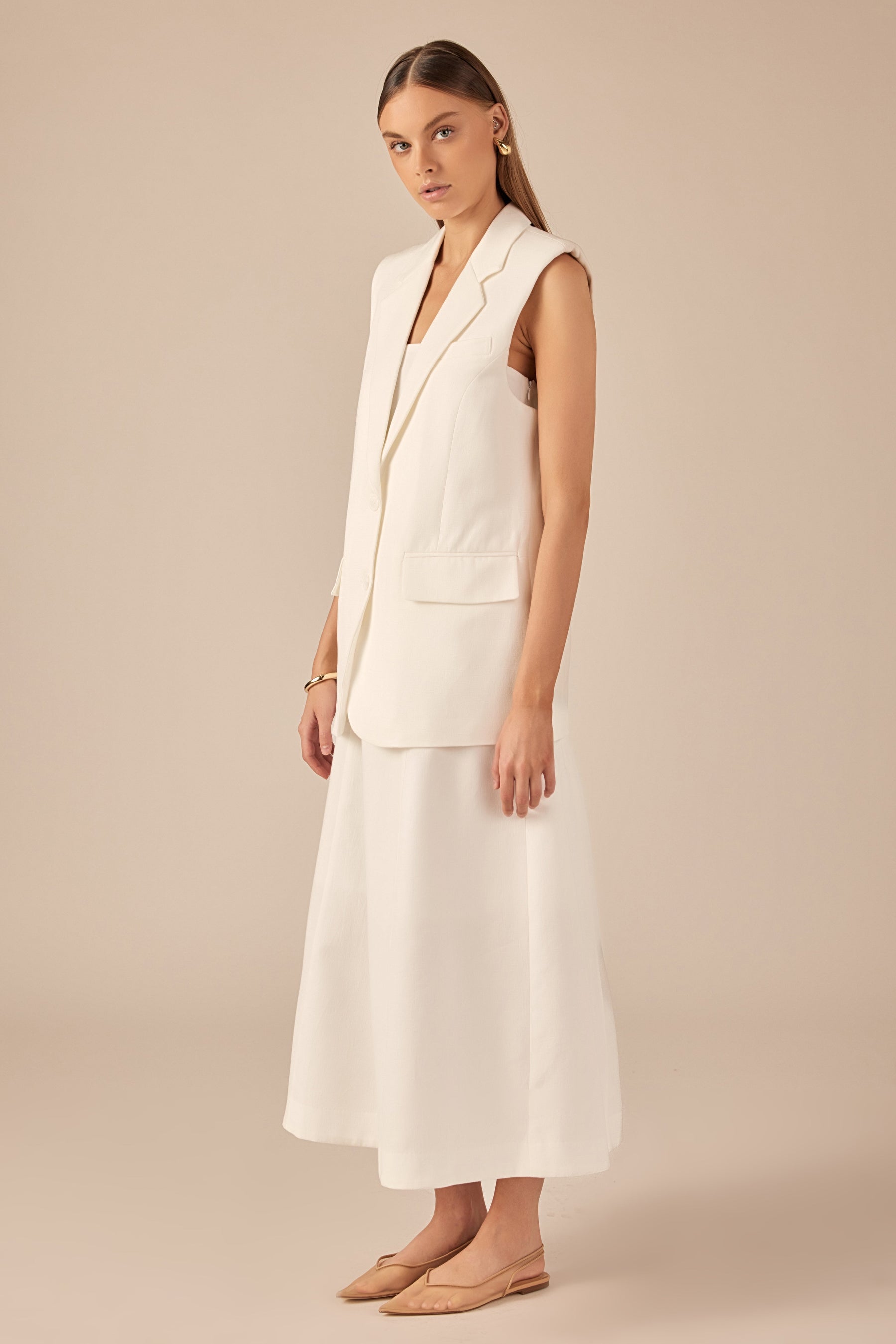 Linen Oversize Vest Blazer