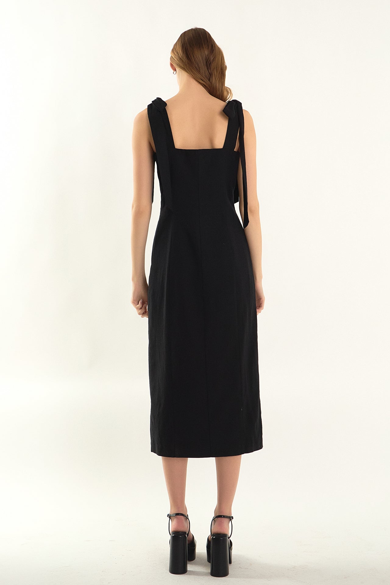 ENDLESS ROSE - Celeste Linen Bow Tie Maxi Dress - DRESSES available at Objectrare