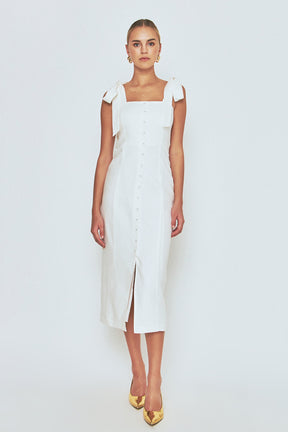 ENDLESS ROSE - Linen Buttoned Maxi Dress - DRESSES available at Objectrare