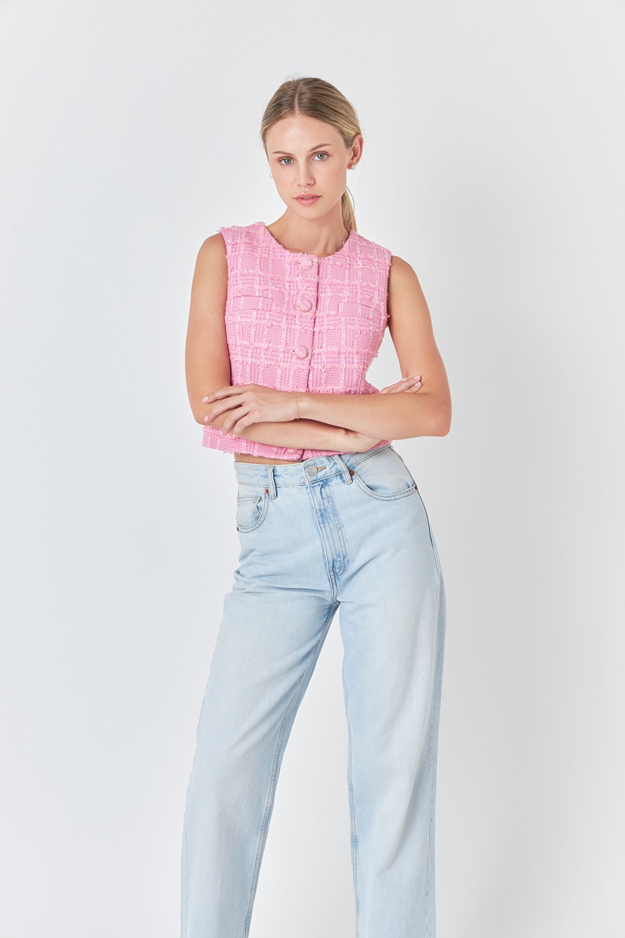 ENDLESS ROSE - Tweed Shirt Vest - VESTS available at Objectrare