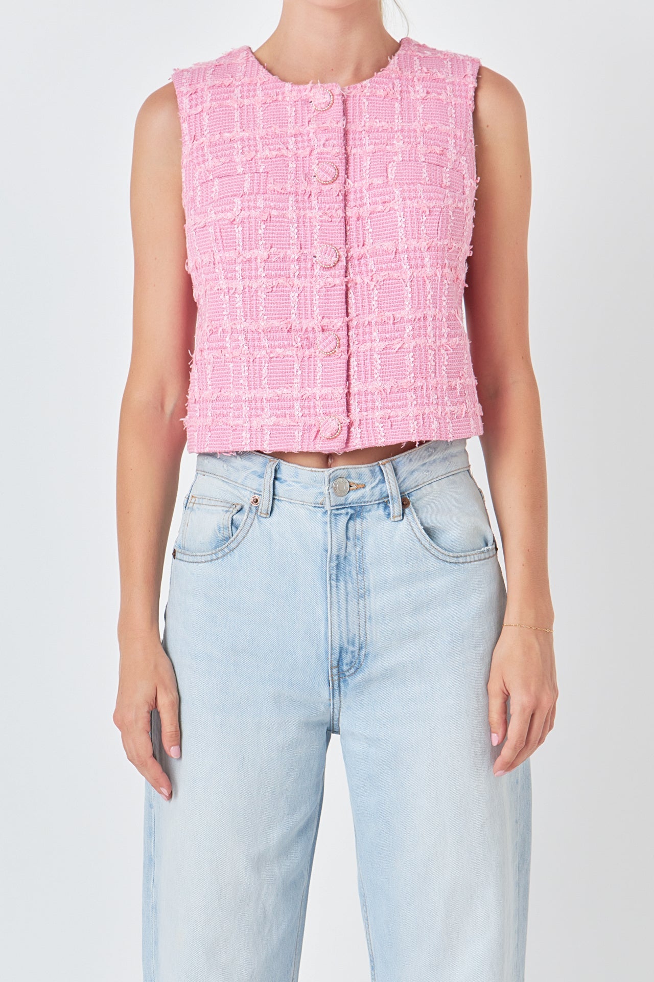 ENDLESS ROSE - Tweed Shirt Vest - VESTS available at Objectrare