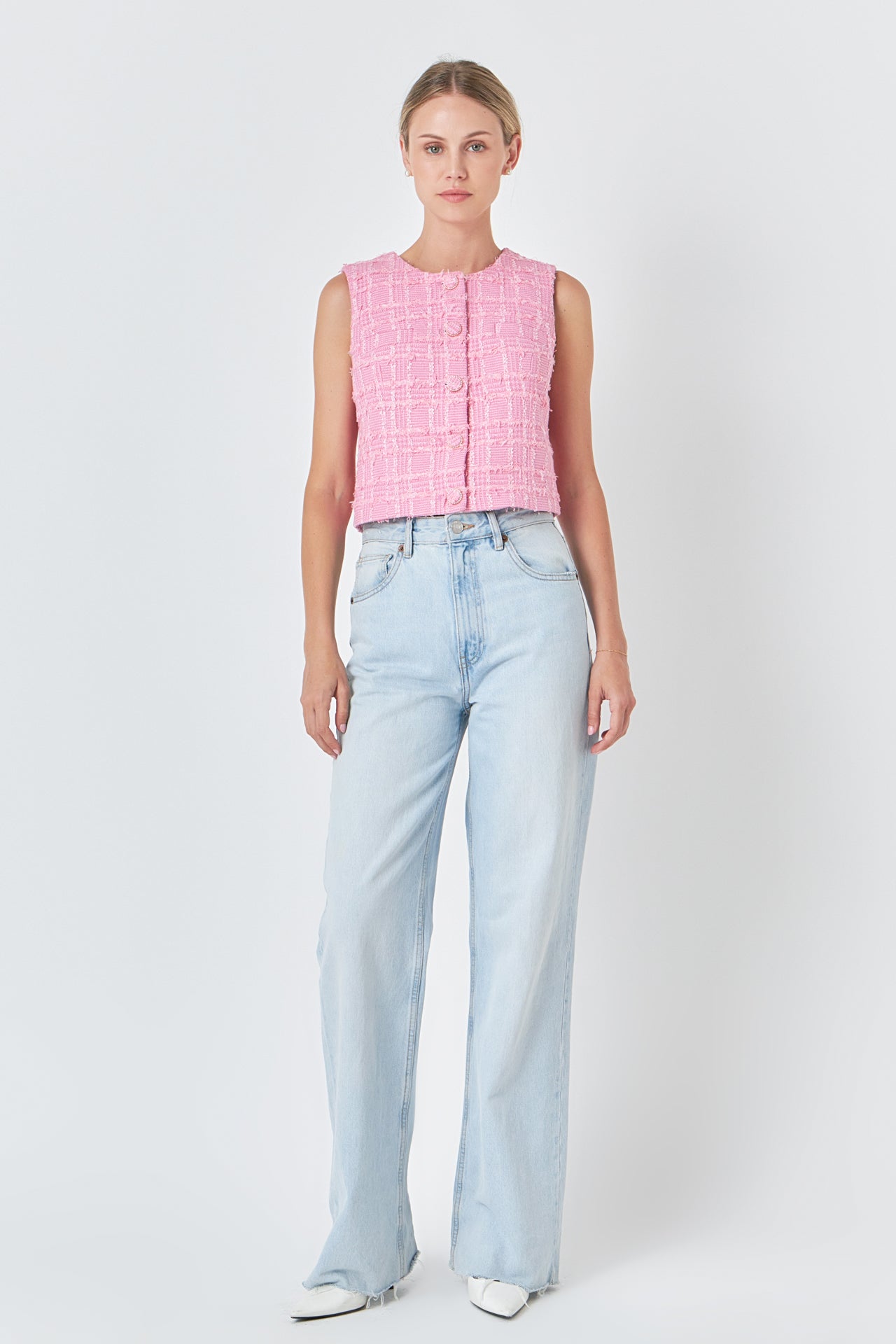 ENDLESS ROSE - Tweed Shirt Vest - VESTS available at Objectrare