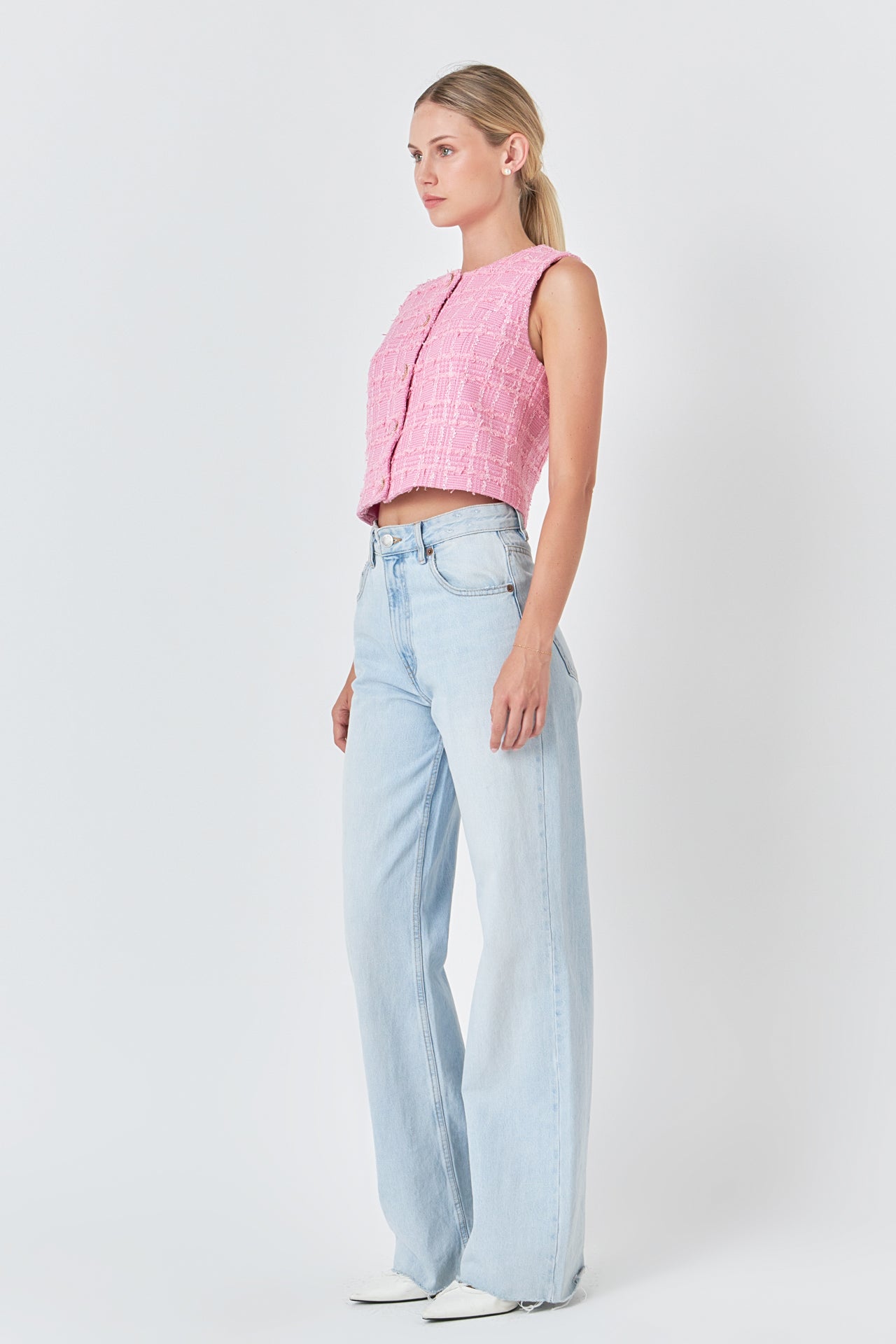 ENDLESS ROSE - Tweed Shirt Vest - VESTS available at Objectrare