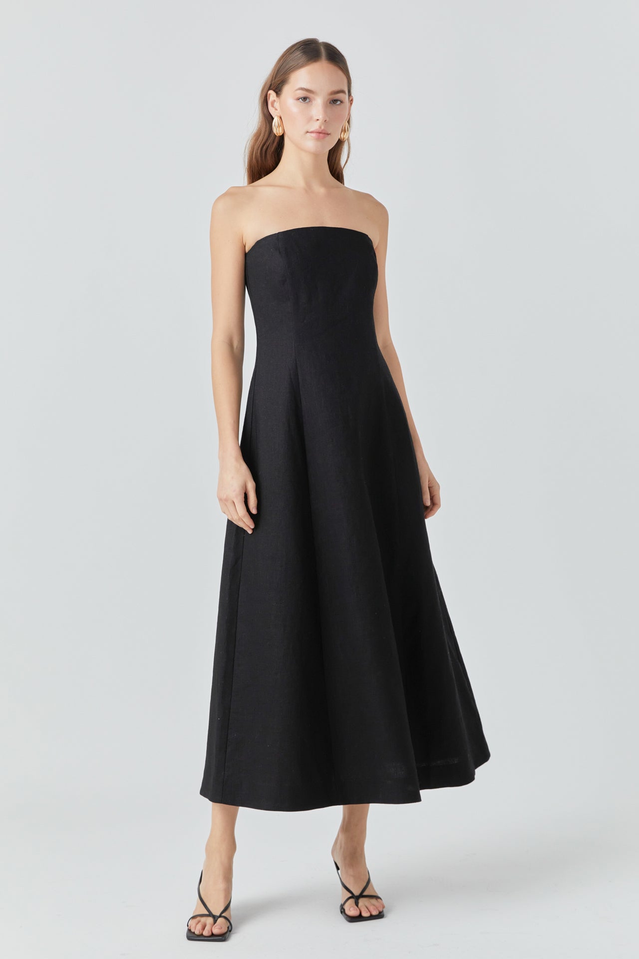 ENDLESS ROSE - Whitney Linen Strapless Dress - DRESSES available at Objectrare