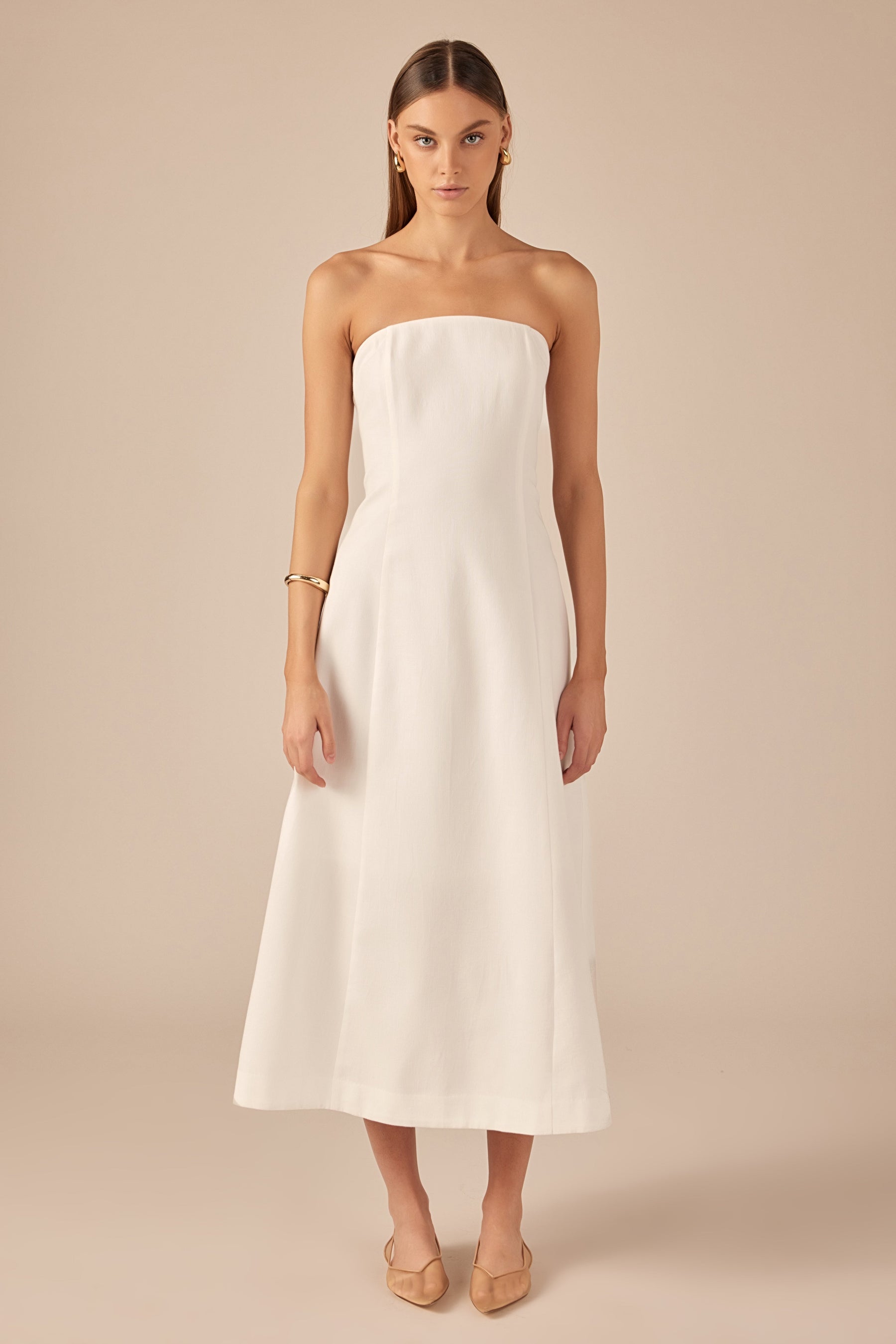 ENDLESS ROSE - Whitney Linen Strapless Dress - DRESSES available at Objectrare