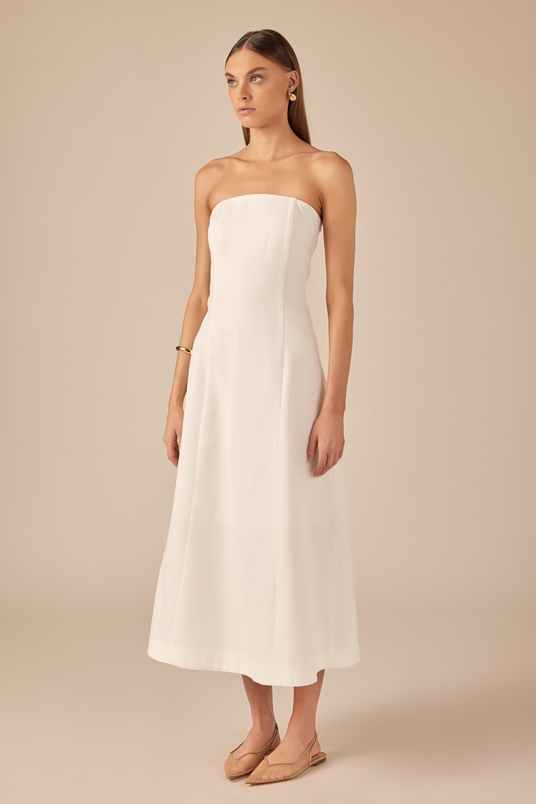 ENDLESS ROSE - Whitney Linen Strapless Dress - DRESSES available at Objectrare