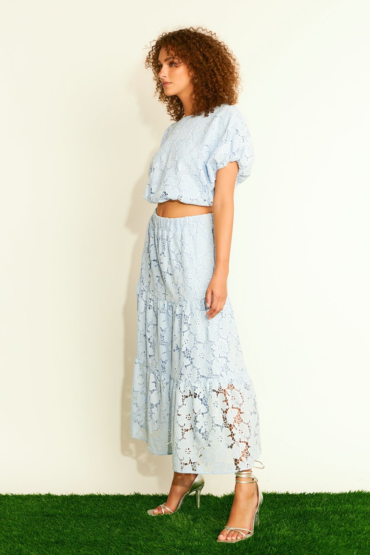 ENDLESS ROSE - Sequins Lace Voluminous Top - TOPS available at Objectrare