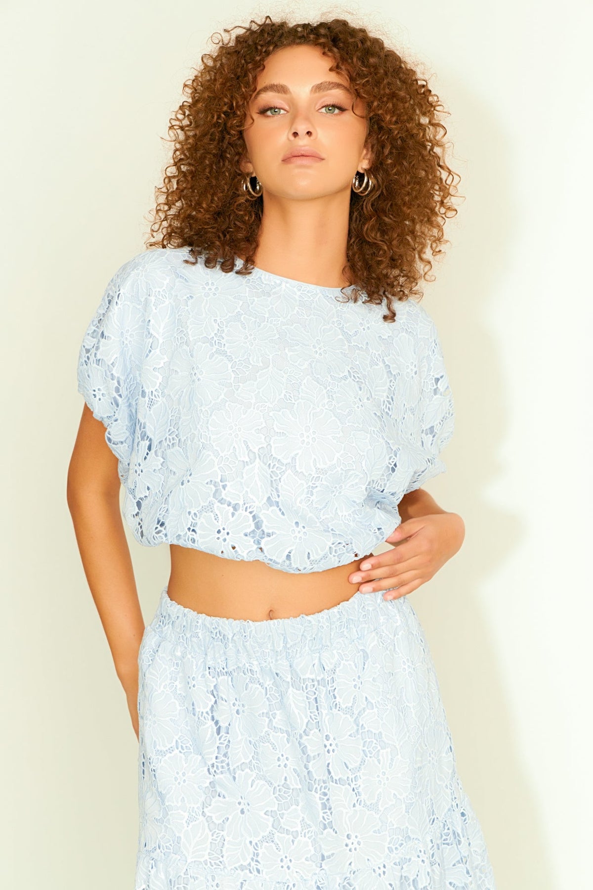 ENDLESS ROSE - Sequins Lace Voluminous Top - TOPS available at Objectrare