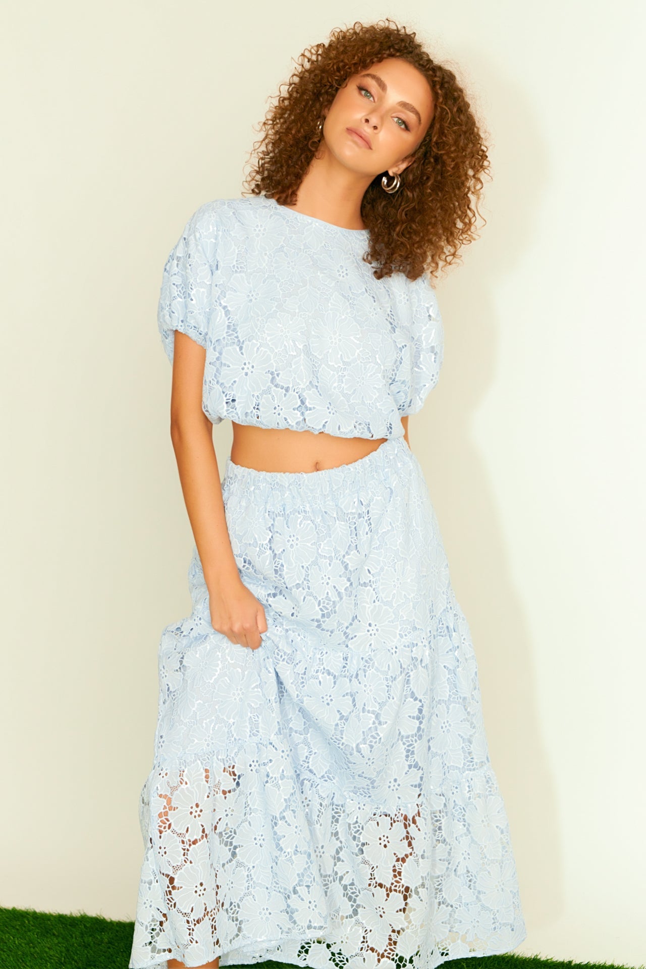 ENDLESS ROSE - Sequins Lace Maxi Skirt - SKIRTS available at Objectrare