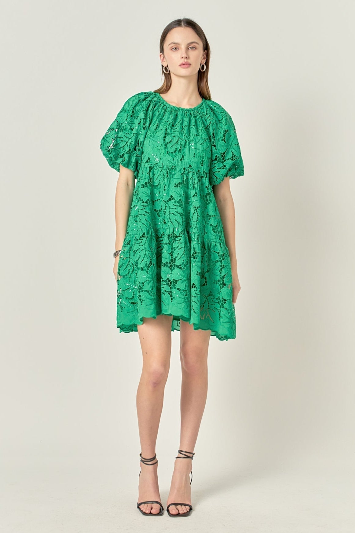 Endless Rose Sequins Tiered Mini Dress - Green