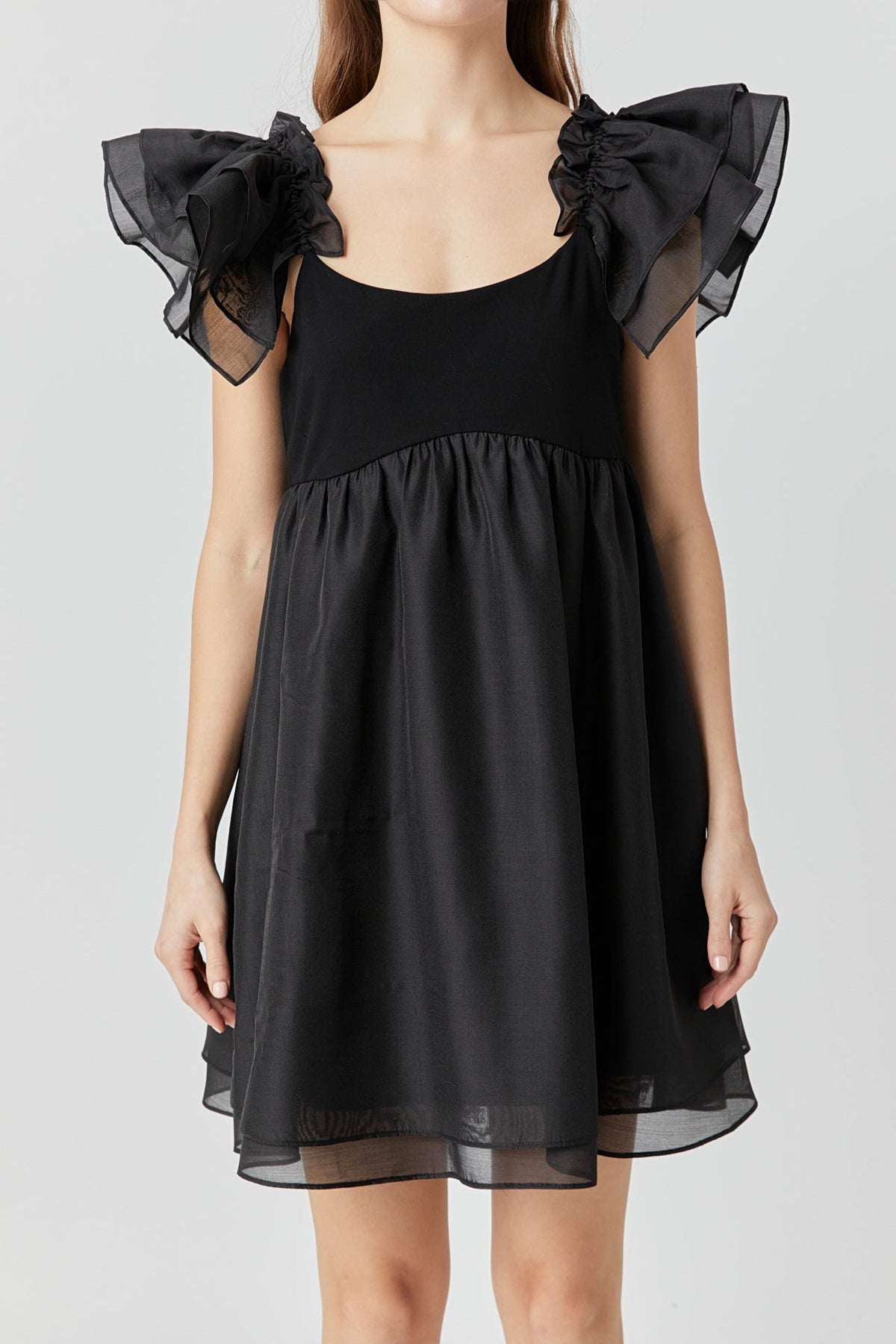 ENDLESS ROSE - Organza Sleeve Mini Dress - DRESSES available at Objectrare
