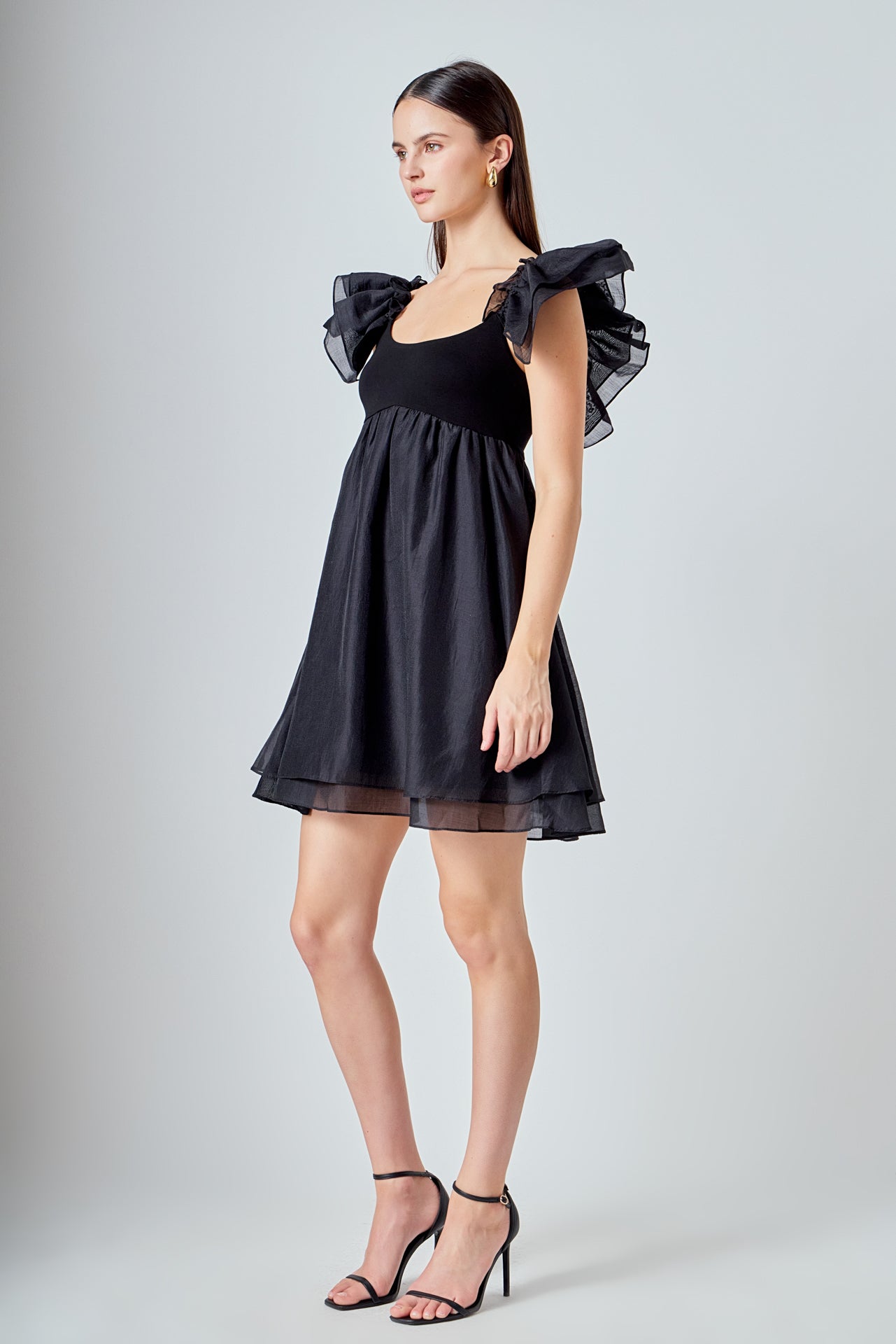 ENDLESS ROSE - Organza Sleeve Mini Dress - DRESSES available at Objectrare