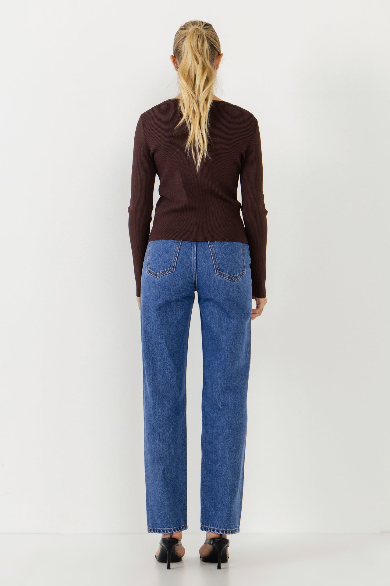 ENDLESS ROSE - Button Down Corset Detail Knit Top - TOPS available at Objectrare