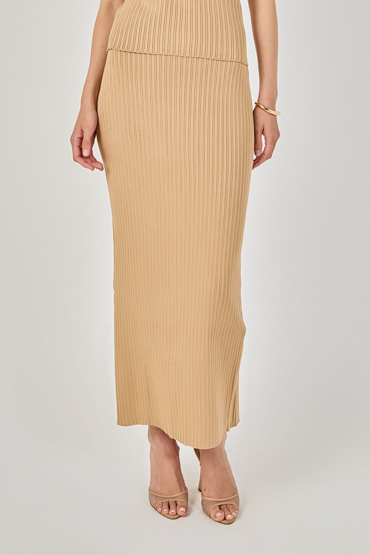 ENDLESS ROSE - Ribbed Slit Maxi Skirt - SKIRTS available at Objectrare