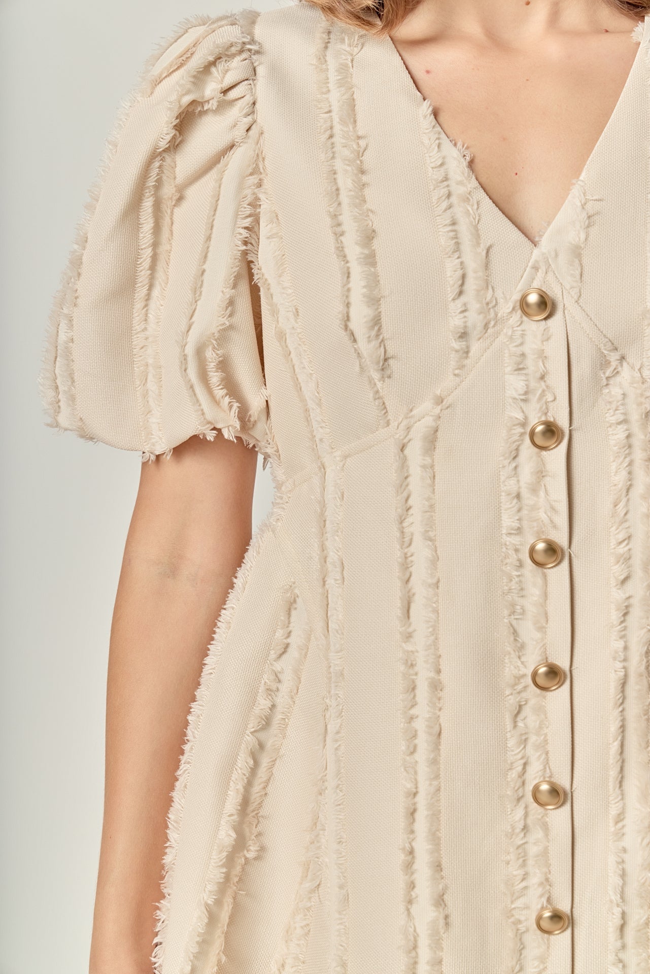 ENGLISH FACTORY - Textured Buttoned Mini Dress - DRESSES available at Objectrare